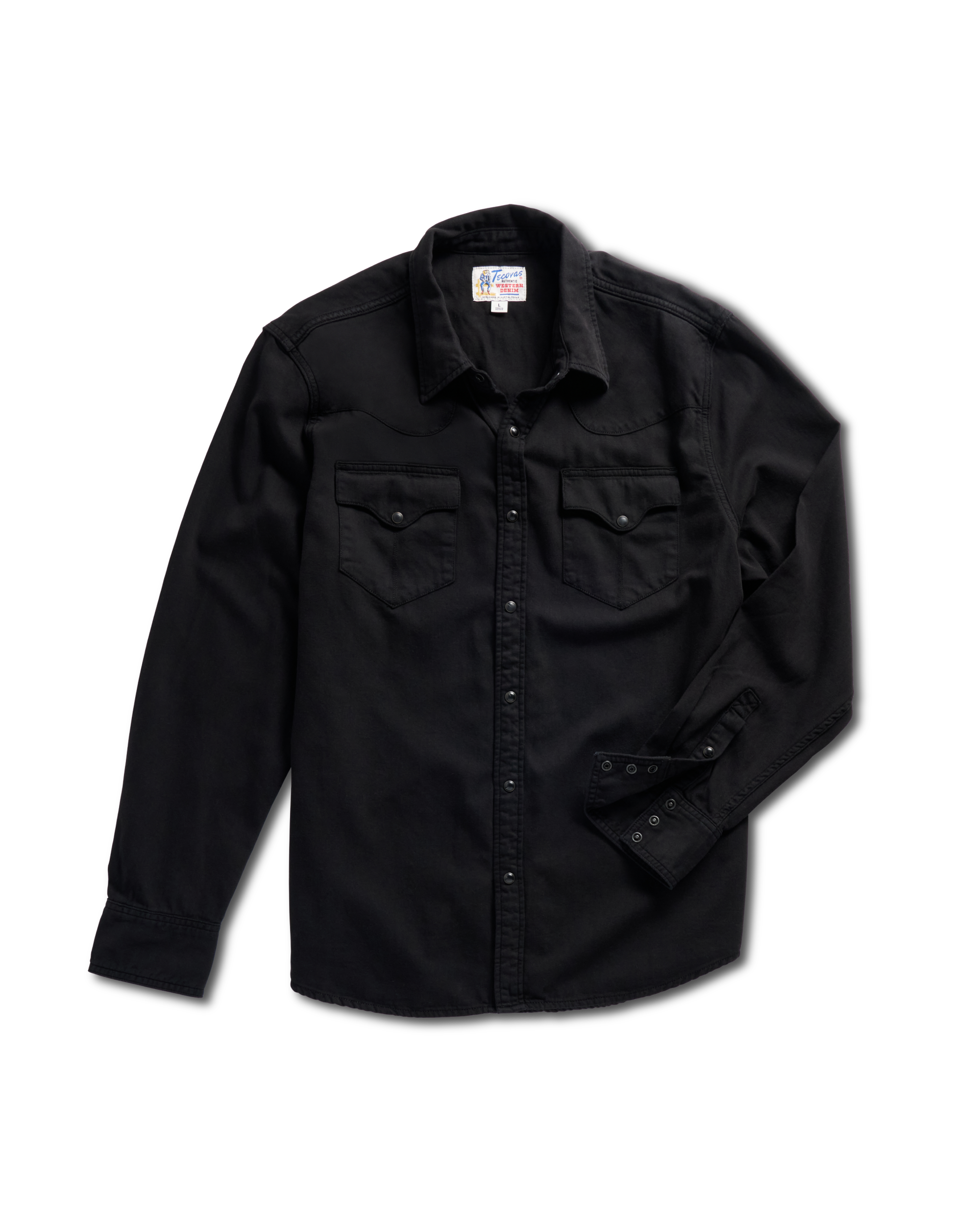 Men's Denim Long Sleeve Pearl Snap - Black Denim