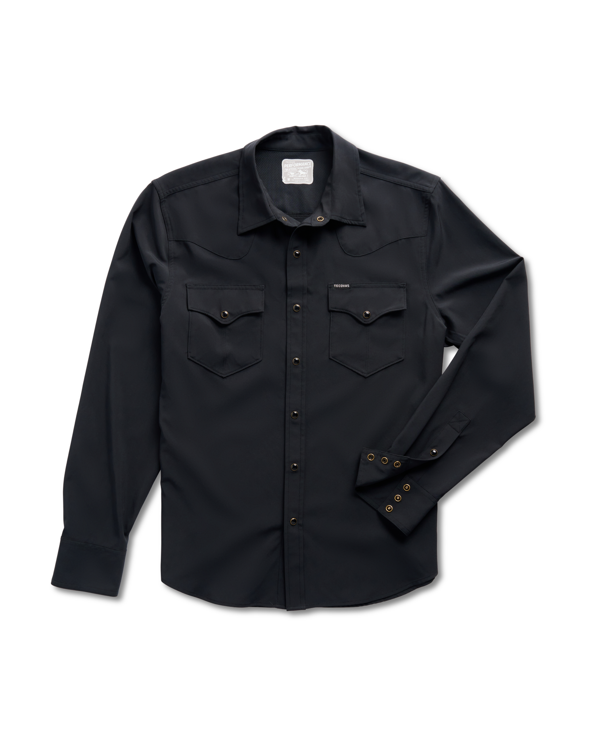 Men's Performance Long Sleeve Western Pearl Snap - Black Performance
