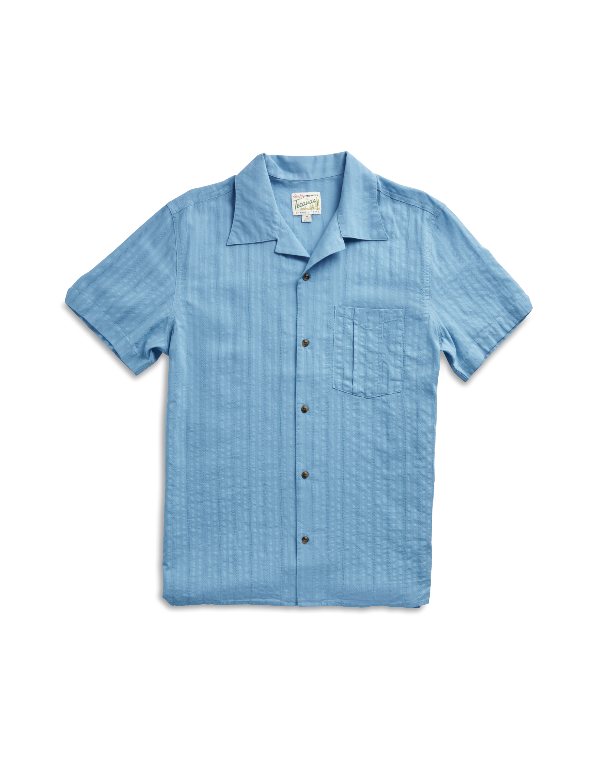 Men's Dobby Camp Short Sleeve Shirt - Light Blue Cotton