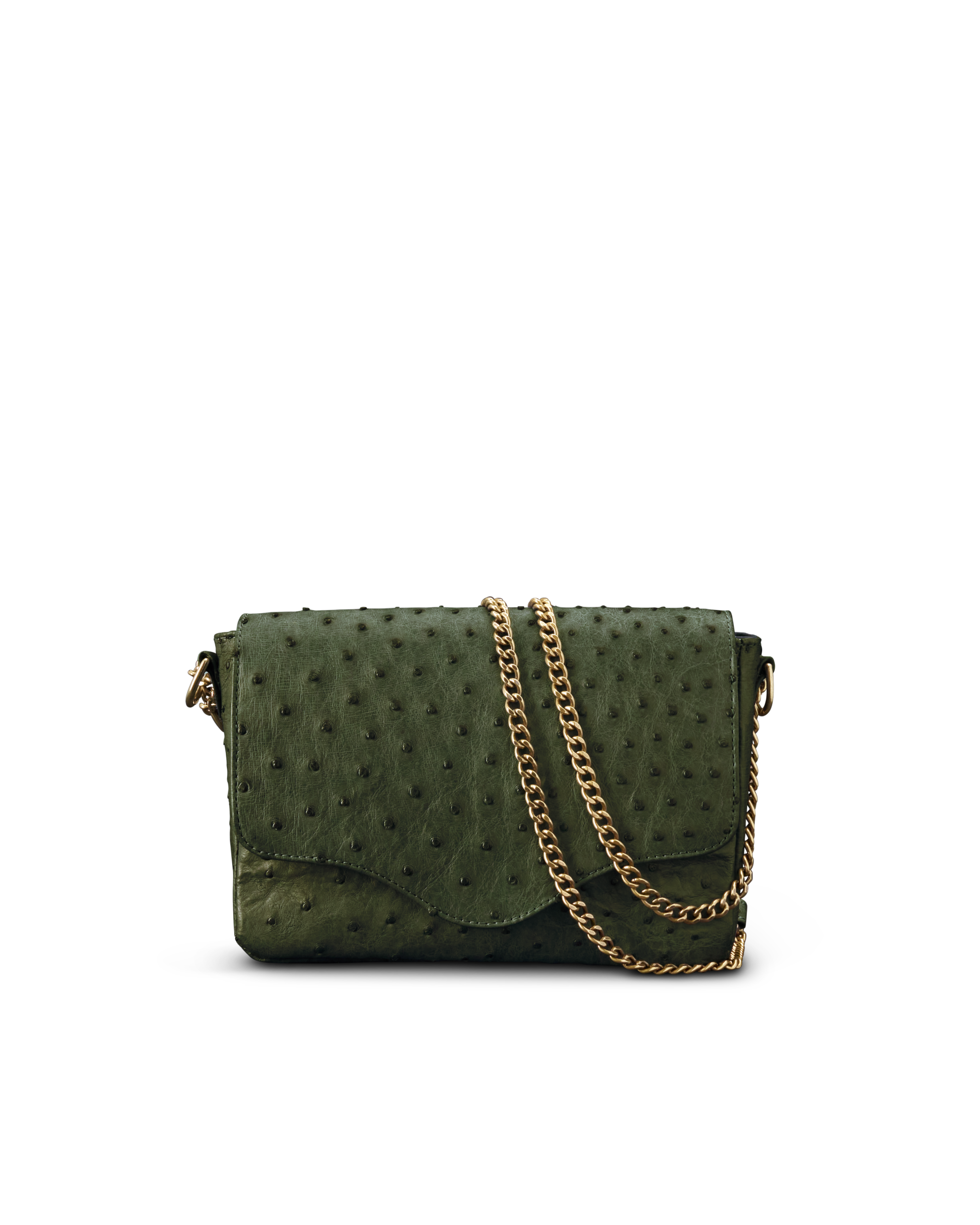 Ostrich Shoulder Bag - Forest Green Ostrich