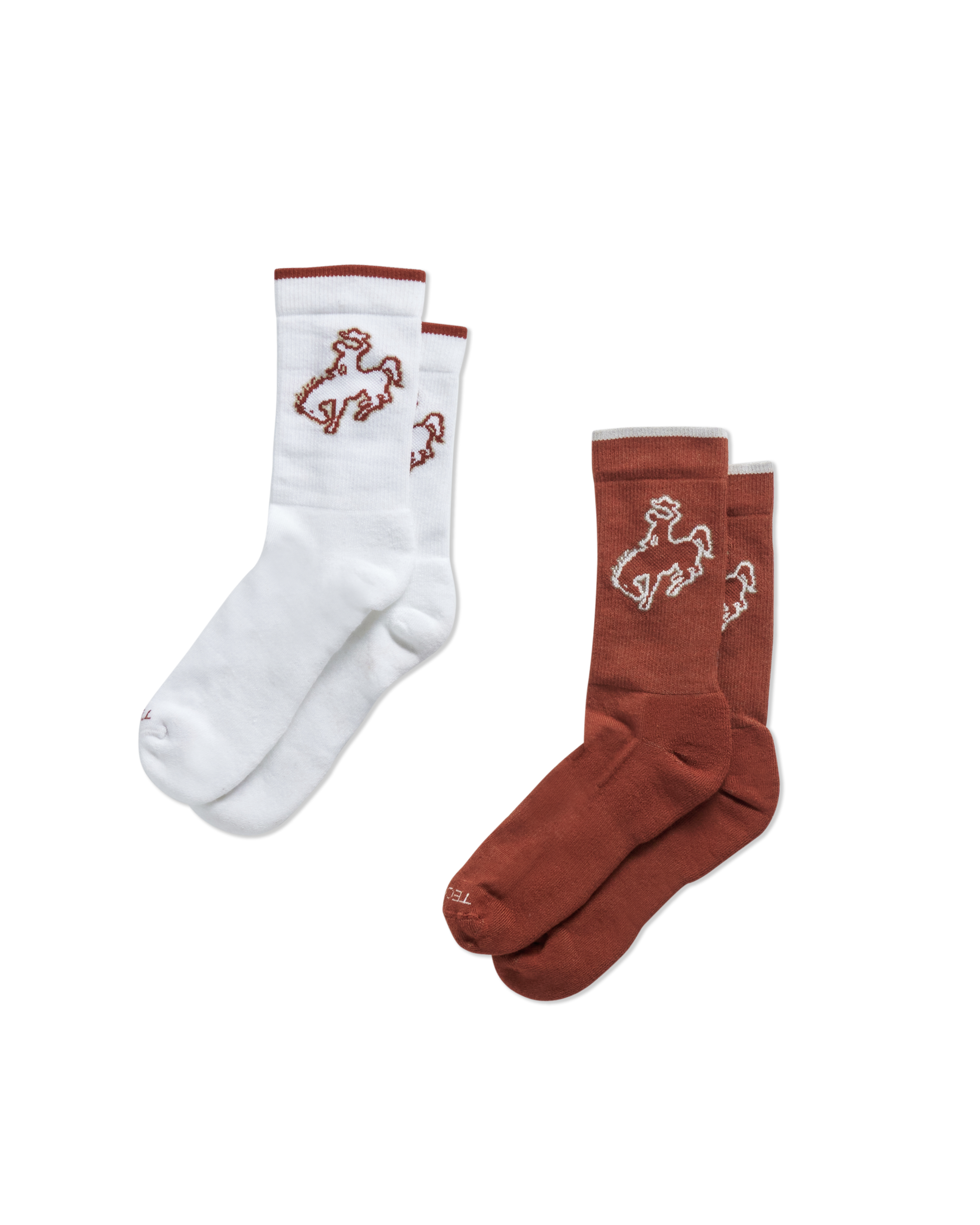 Buckin Bronc Crew Socks (2-Pack) - White Rust Polyester Spandex