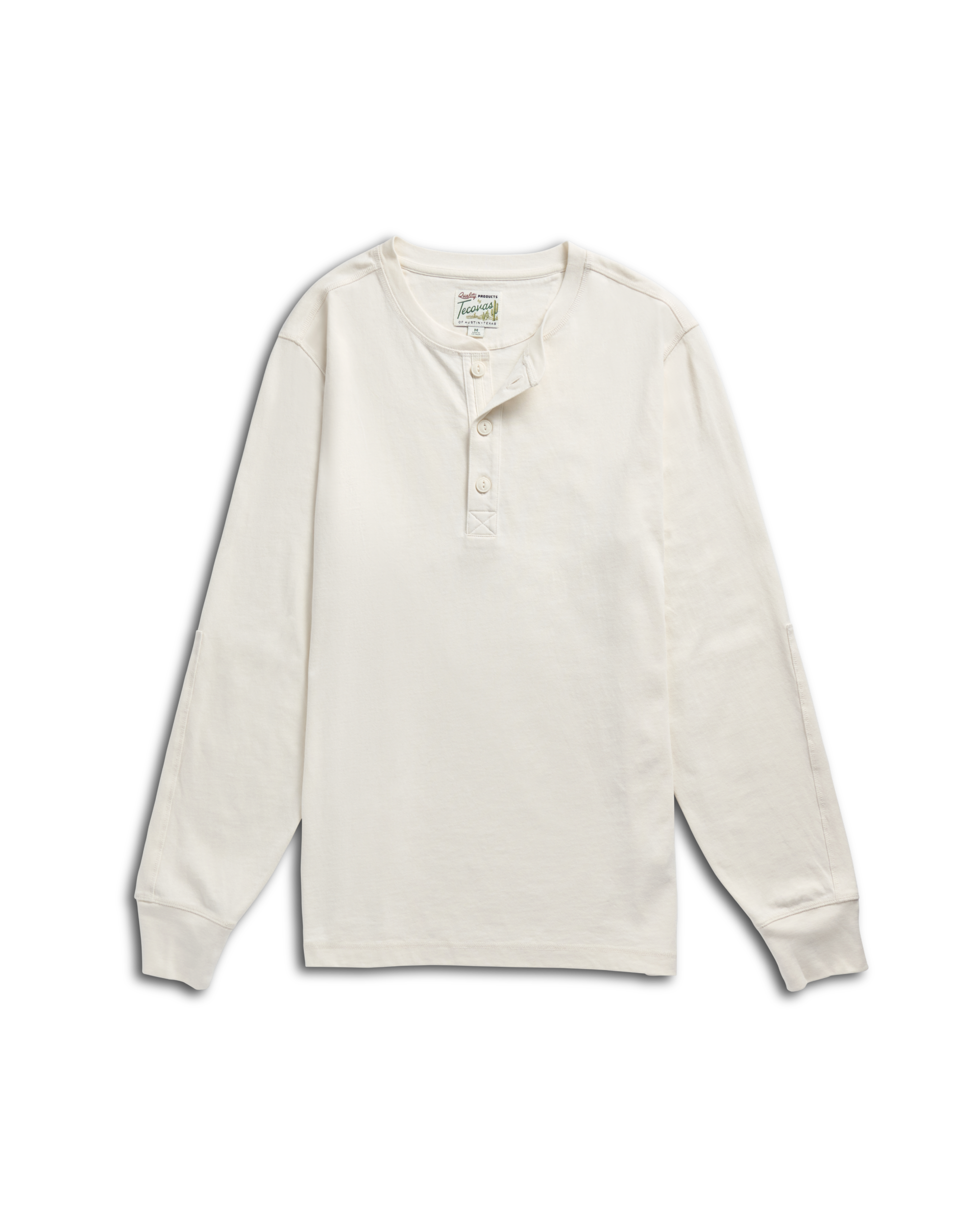 Men's Long Sleeve Henley - Whisper White Cotton