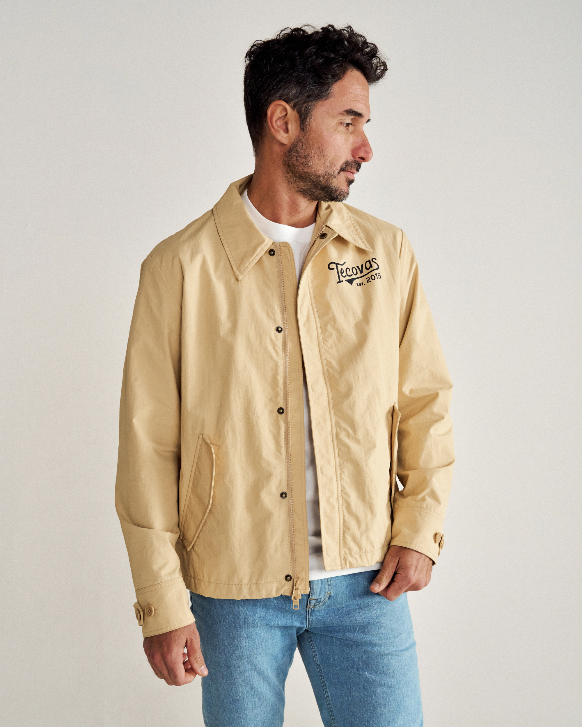 Men's Coaches Jacket - Khaki Nylon