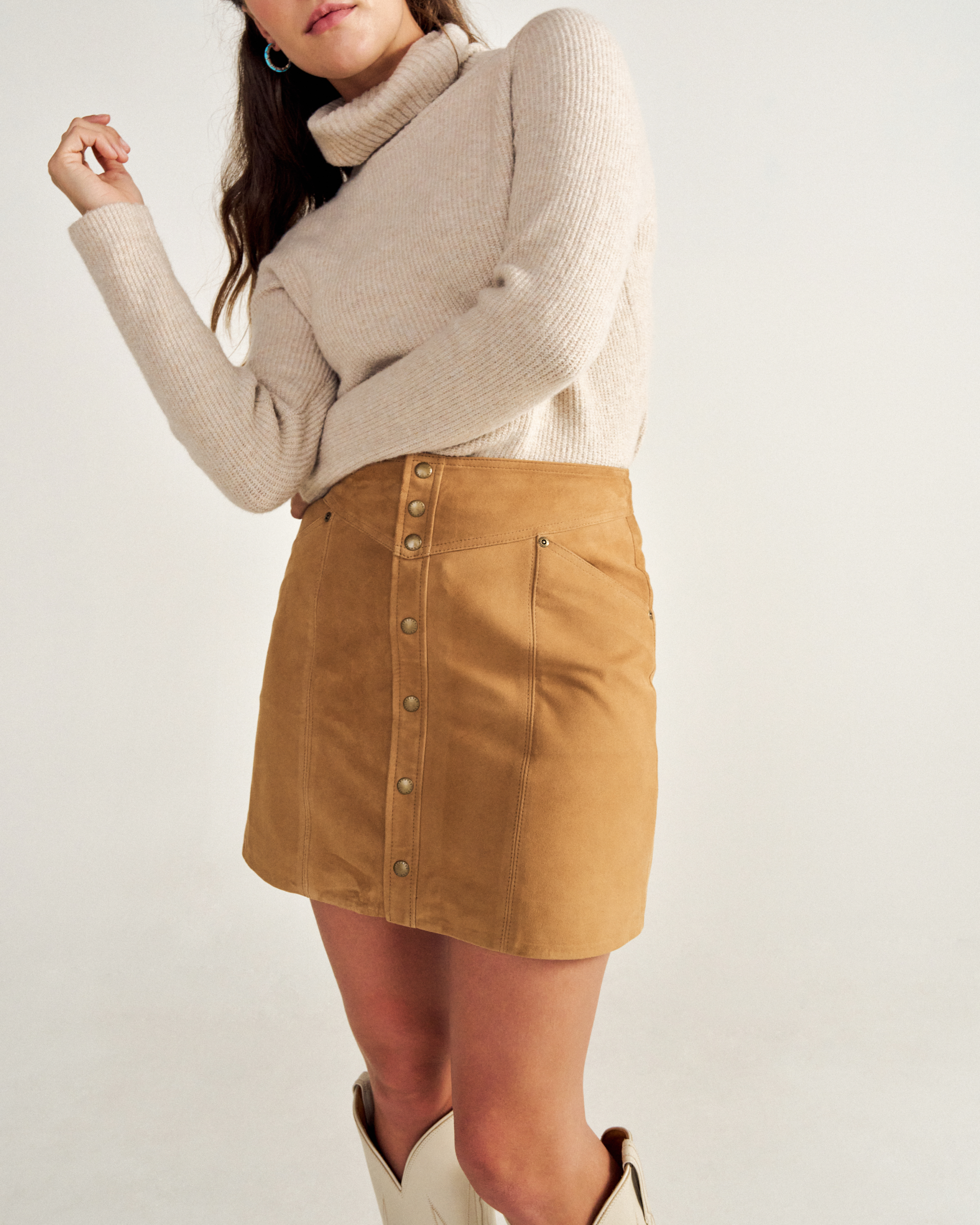 Women's Mini Suede Skirt - Tan Suede