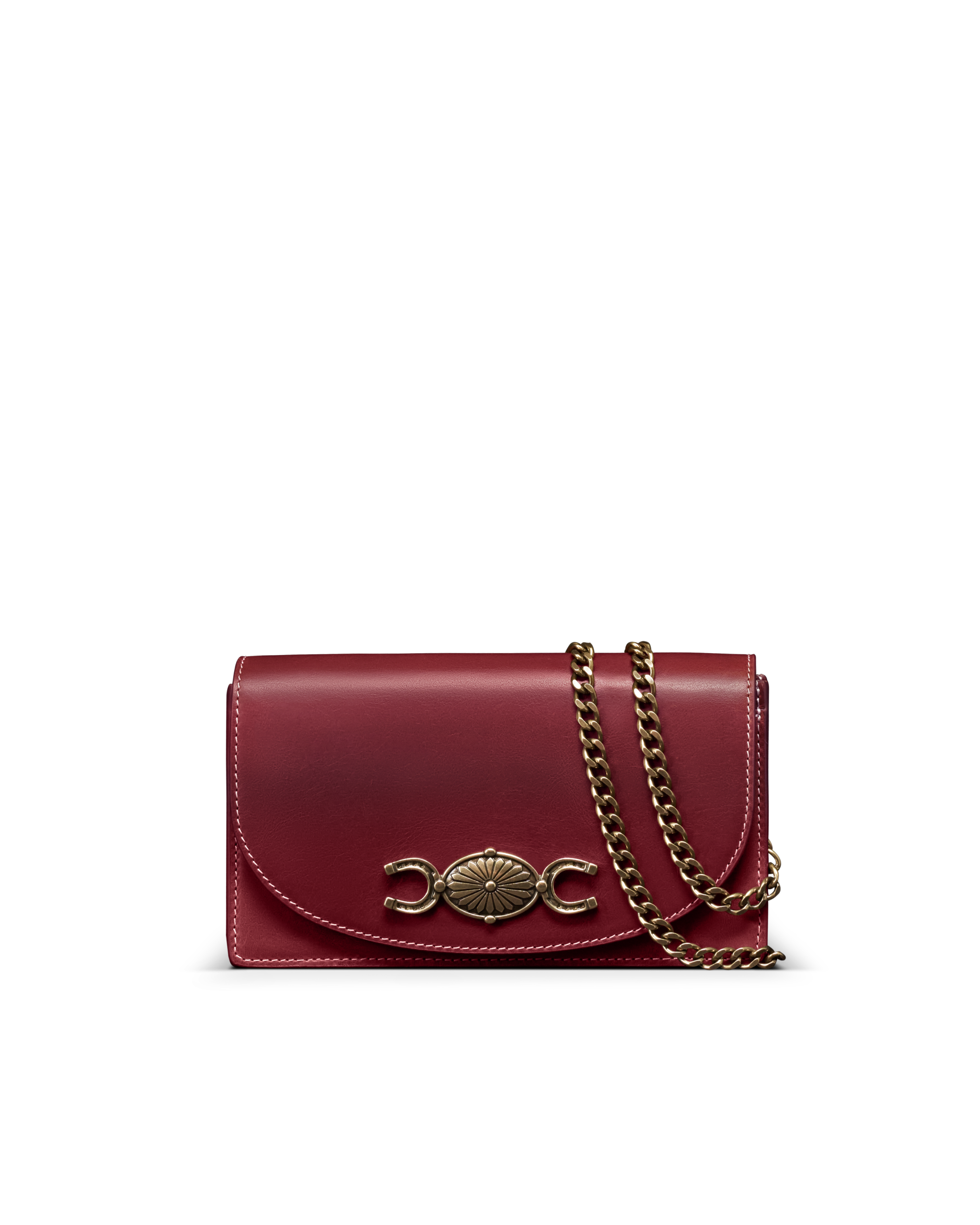 Concho Chain Crossbody - Cabernet Cowhide