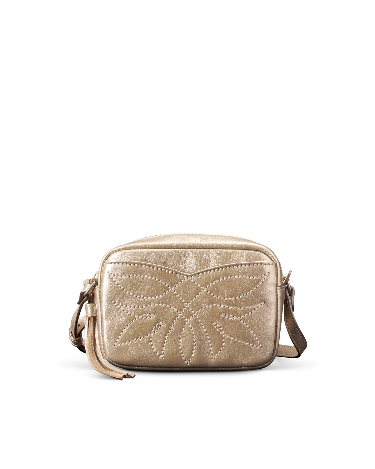 Flower Mini Crossbody - Gold Cowhide