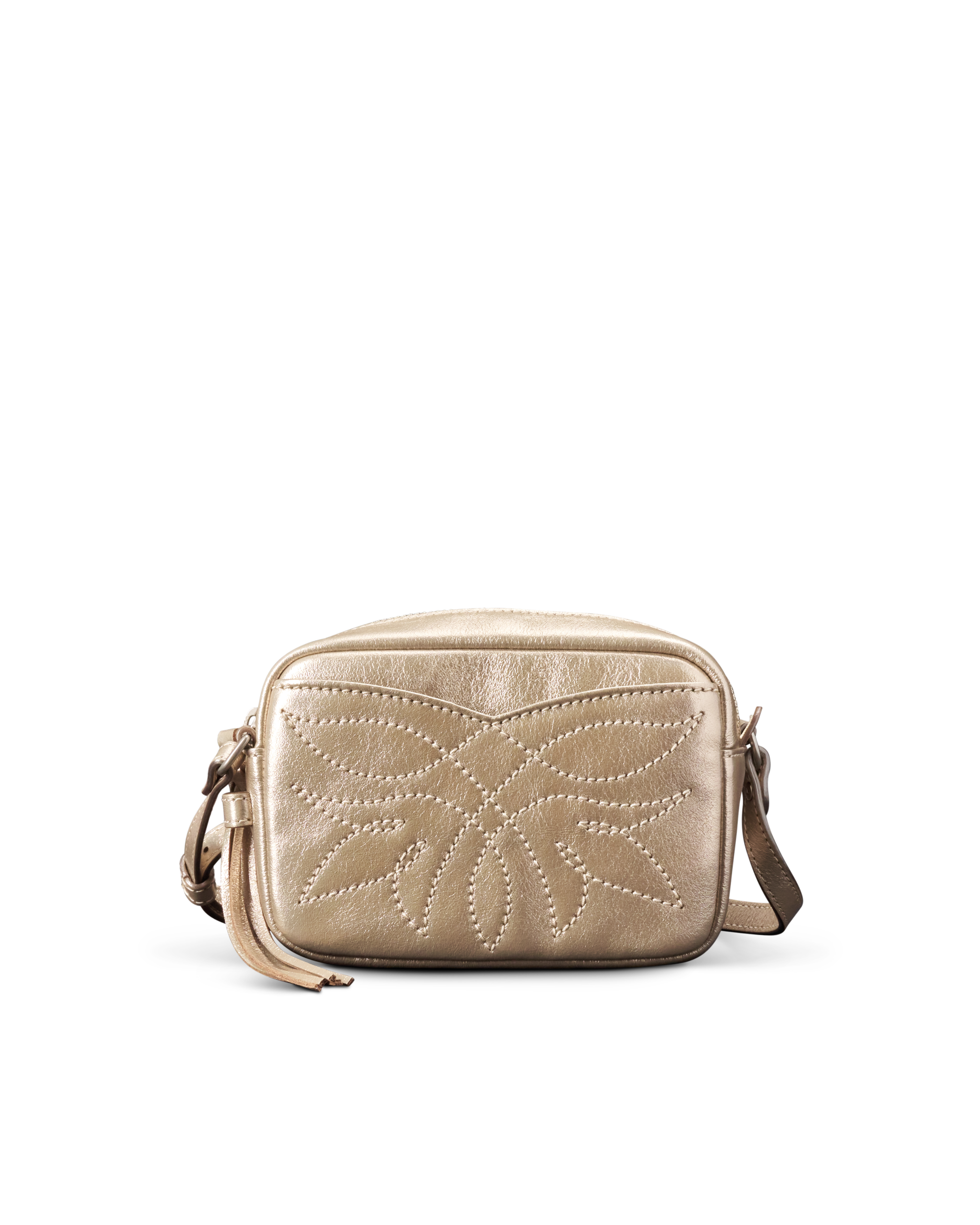 Flower Mini Crossbody - Gold Cowhide