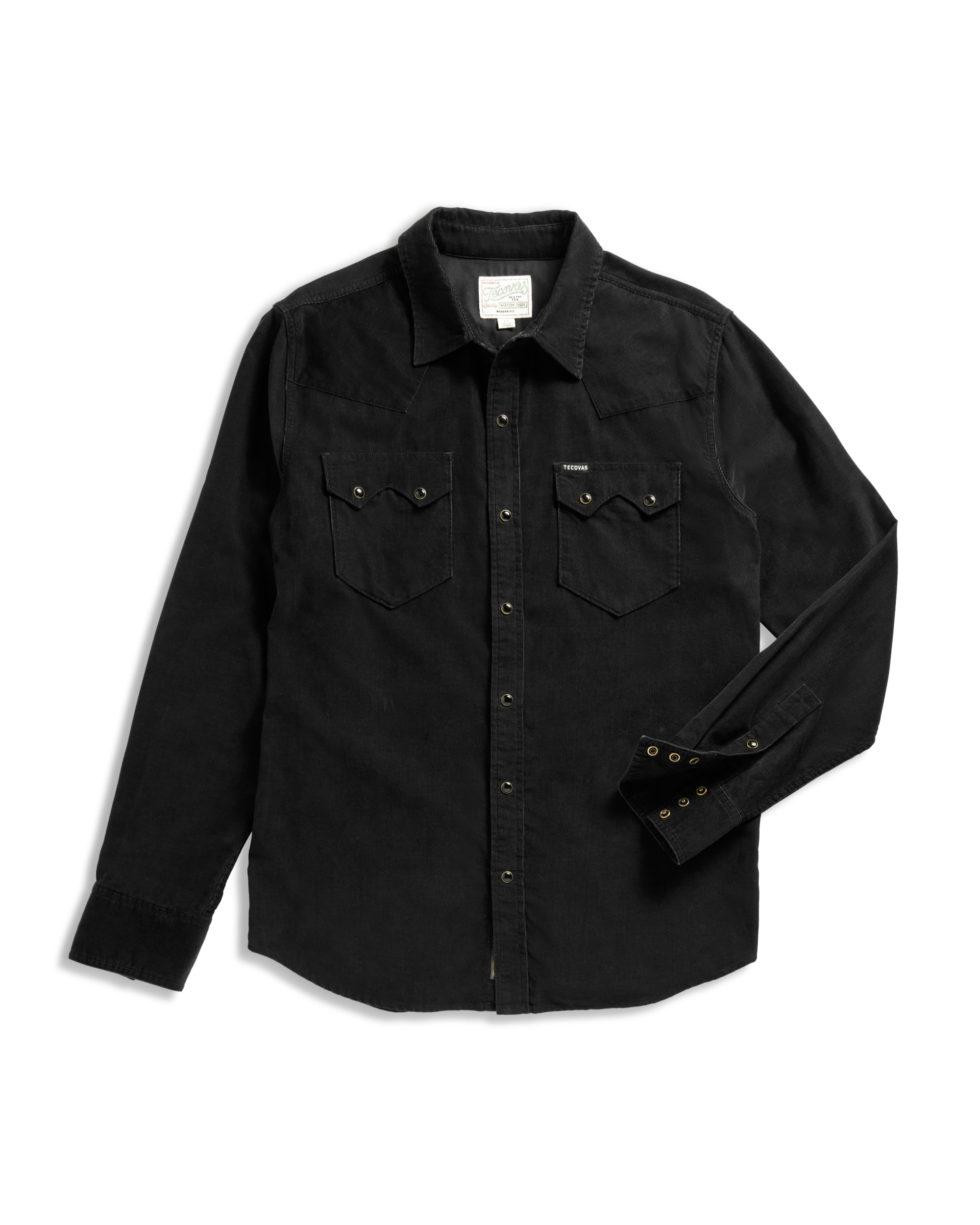 Men's Long Sleeve Texas Weight Corduroy Pearl Snap - Black Corduroy