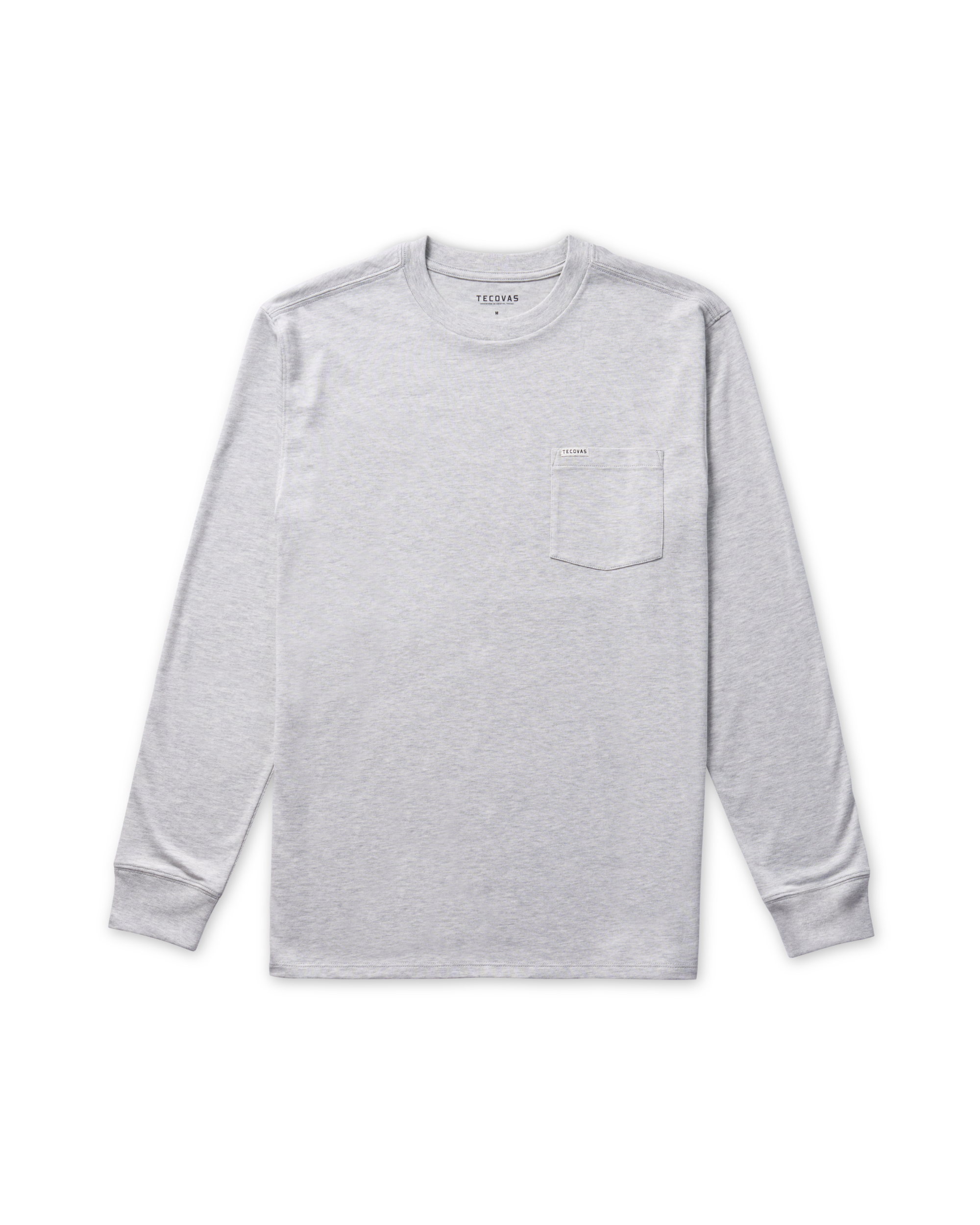 Men's Long Sleeve Standard Issue Heather Pocket Tee - Gray Heather Pima Cotton