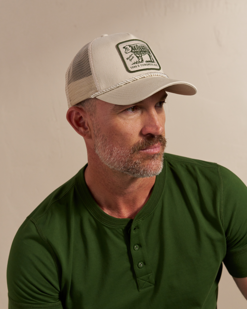 Ranch Supply Trucker Hat - Cream Cotton Polyester