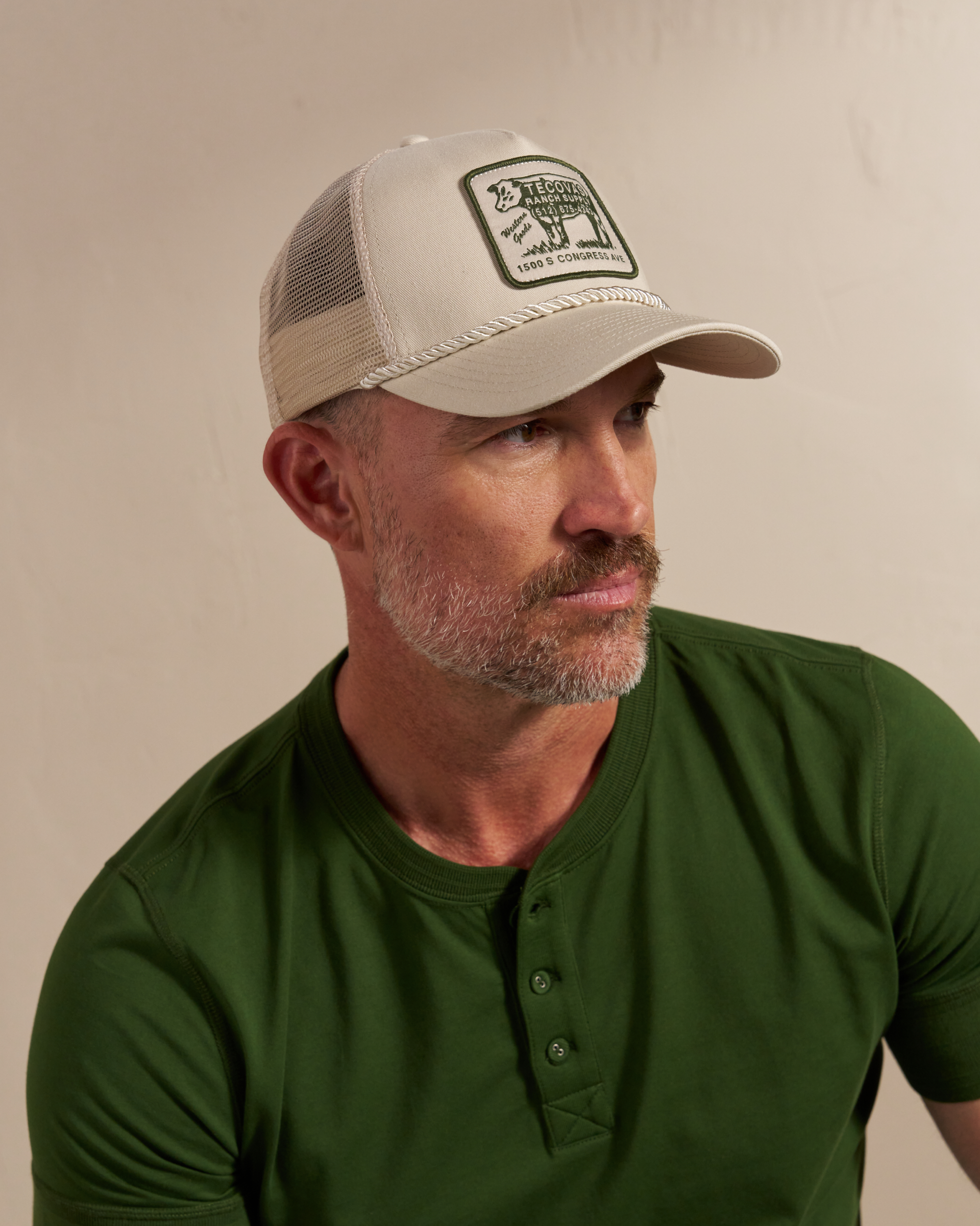Ranch Supply Trucker Hat - Cream Cotton Polyester