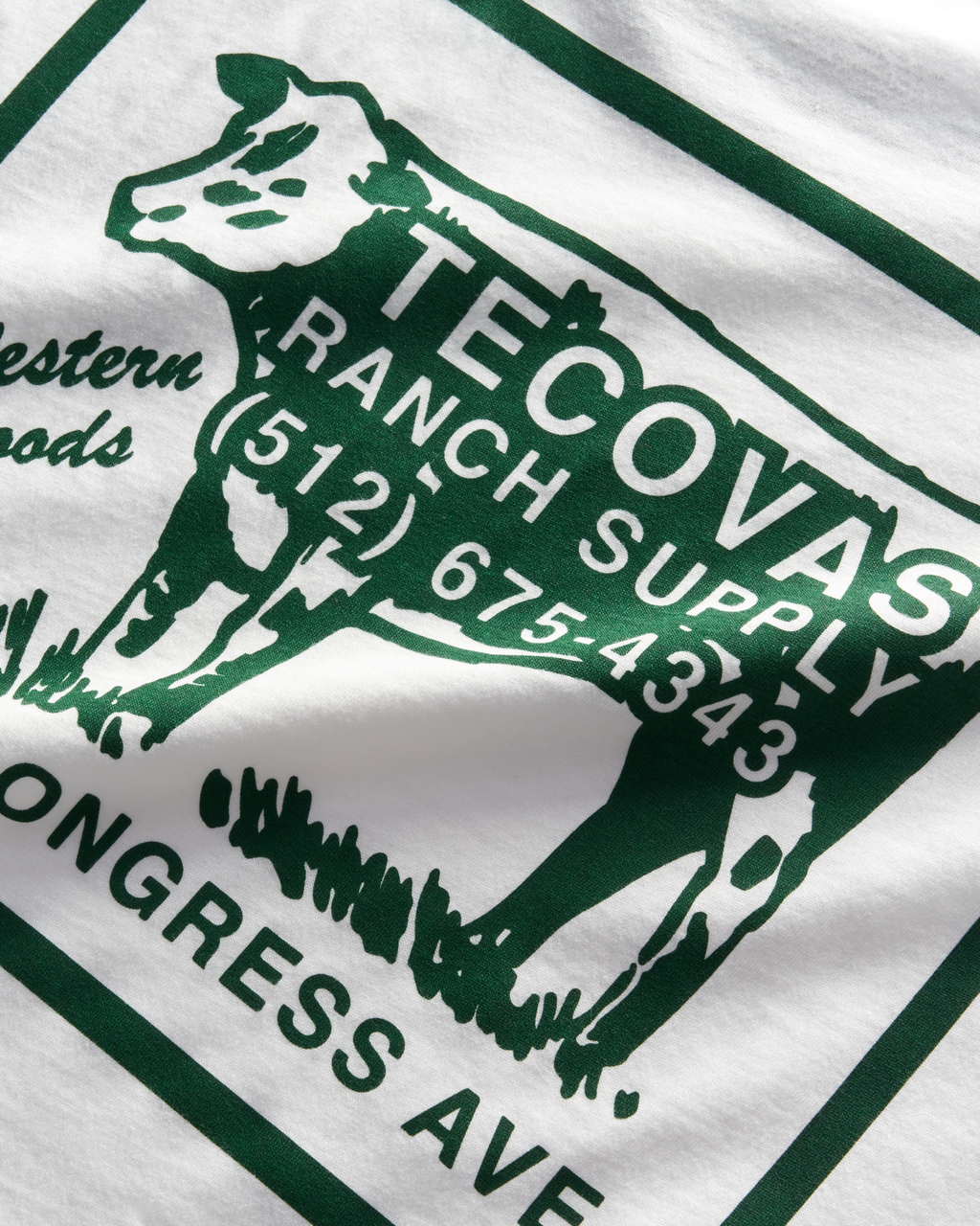 Men's Tecovas Ranch Supply Ringer Tee - Bone Green Pima Cotton