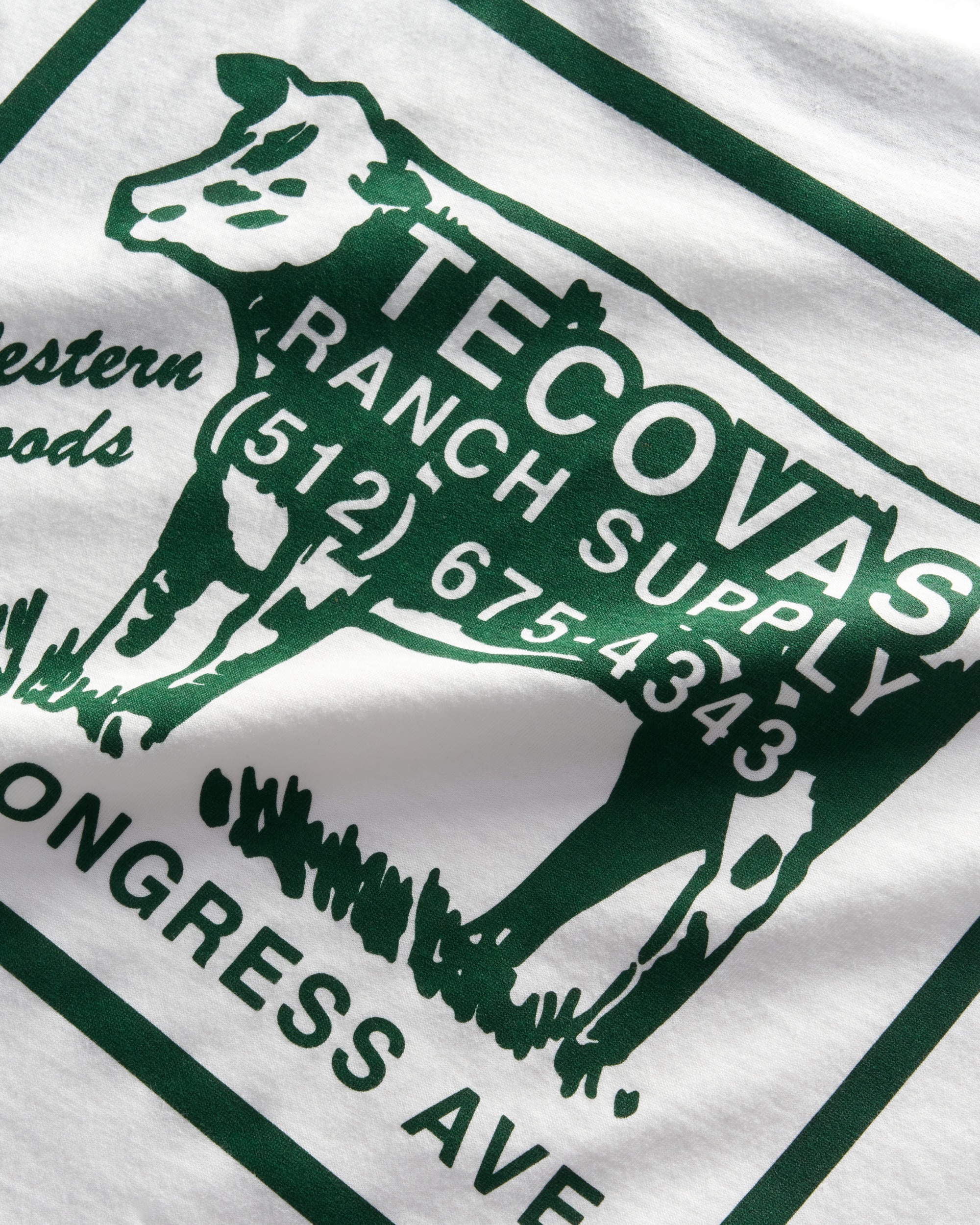 Men's Tecovas Ranch Supply Ringer Tee - Bone Green Pima Cotton
