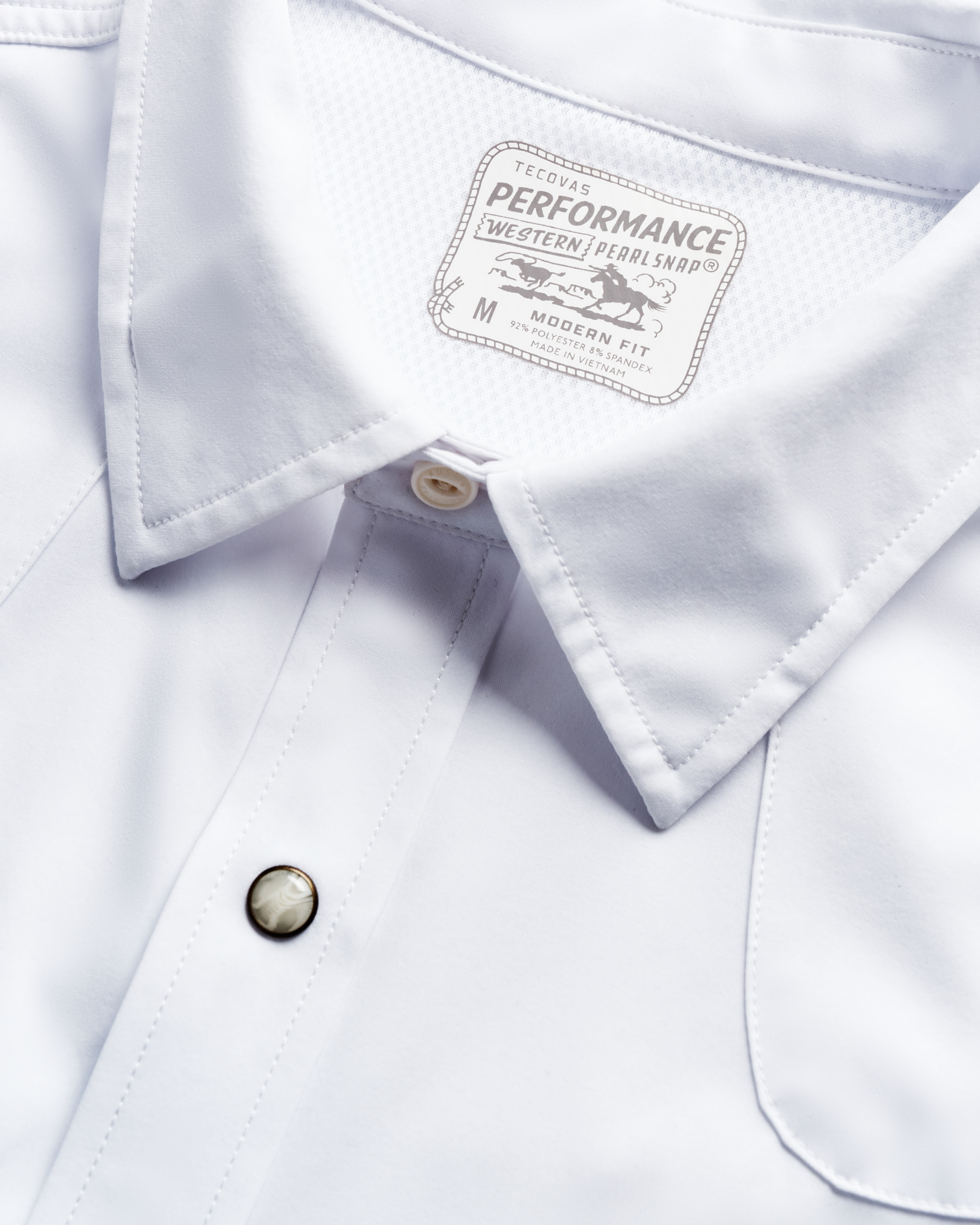 Men's Performance Long Sleeve Western Pearl Snap - White Performance