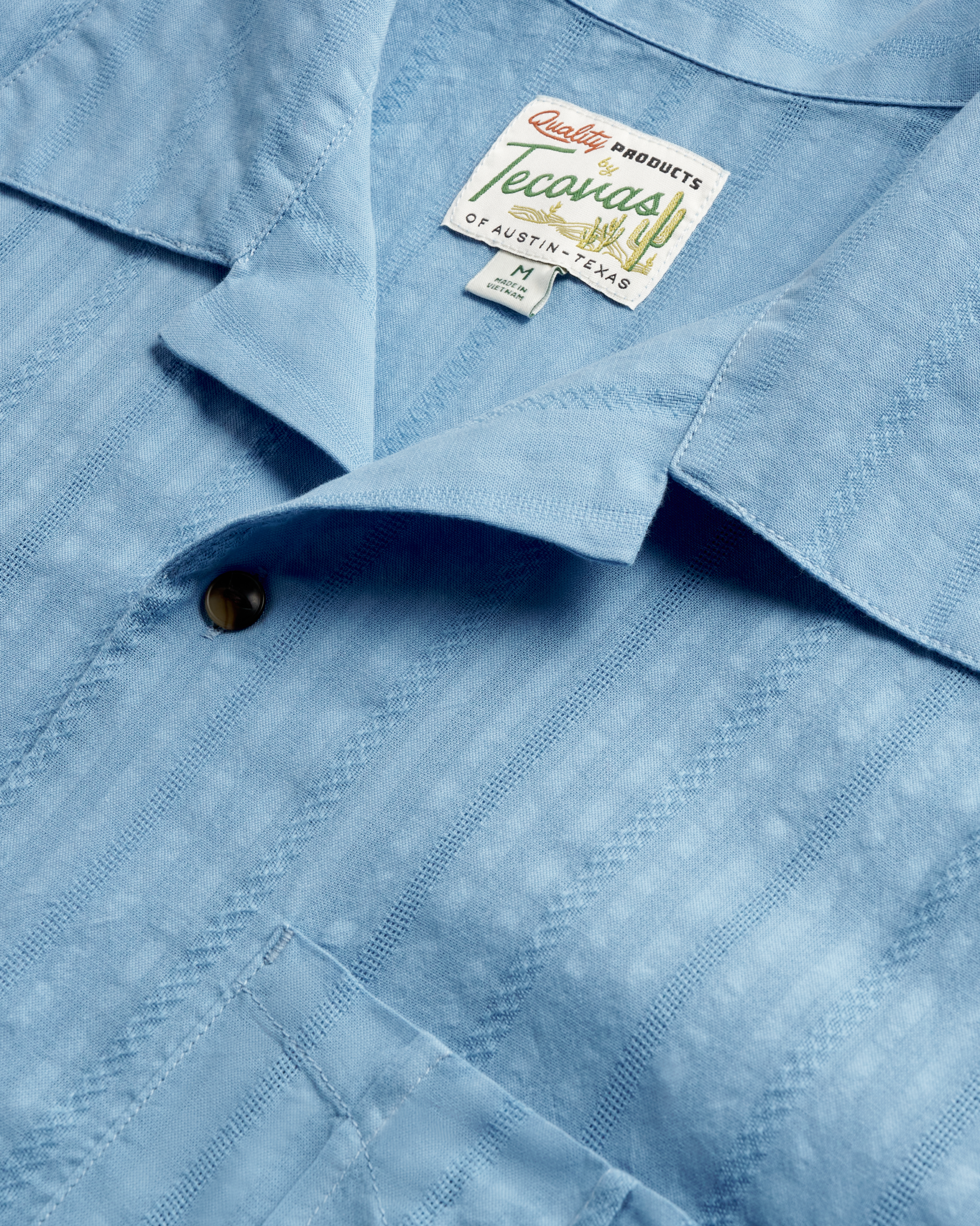 Men's Dobby Camp Short Sleeve Shirt - Light Blue Cotton