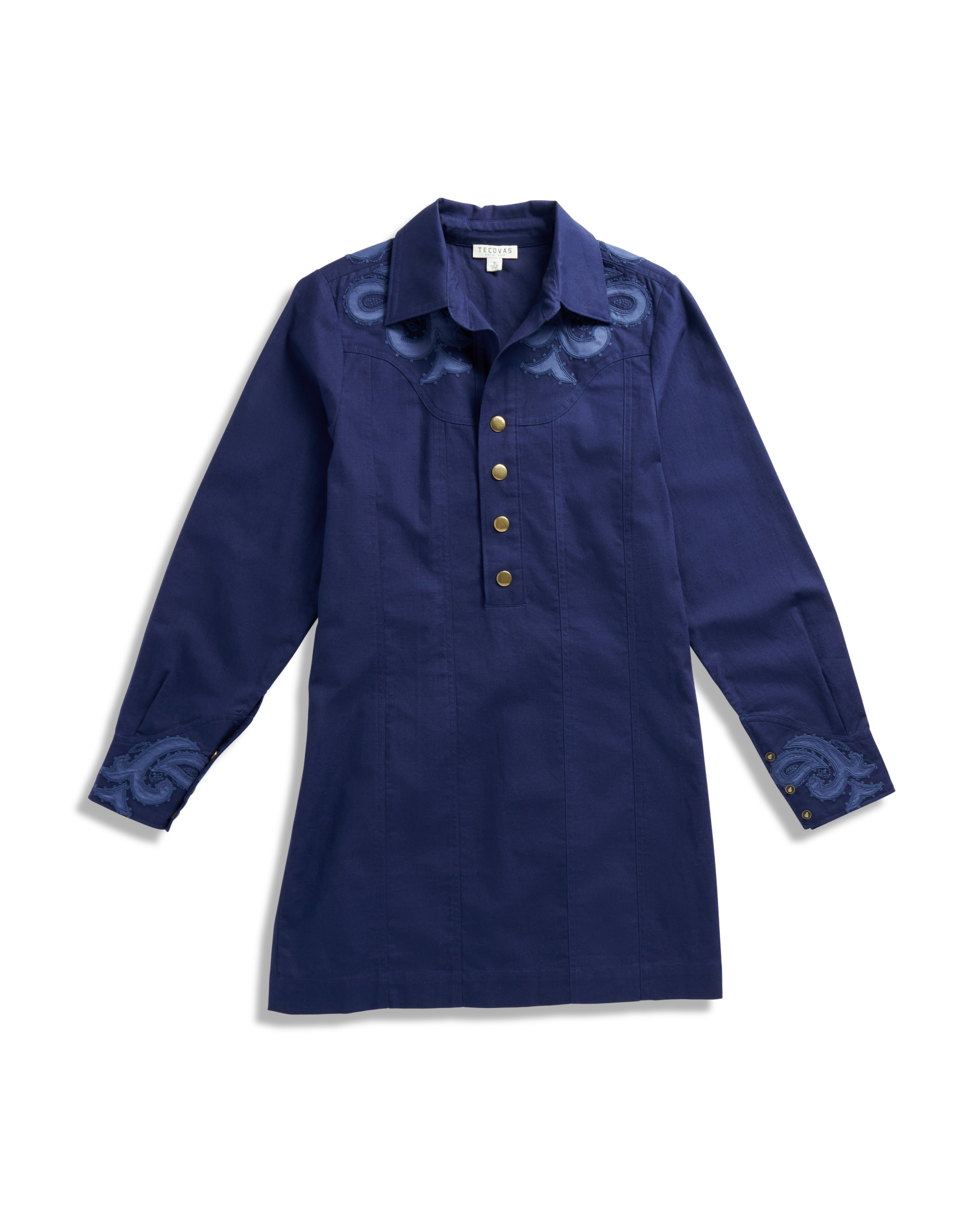 Women's Long Sleeve Applique Mini Dress - Twilight Cotton Blend