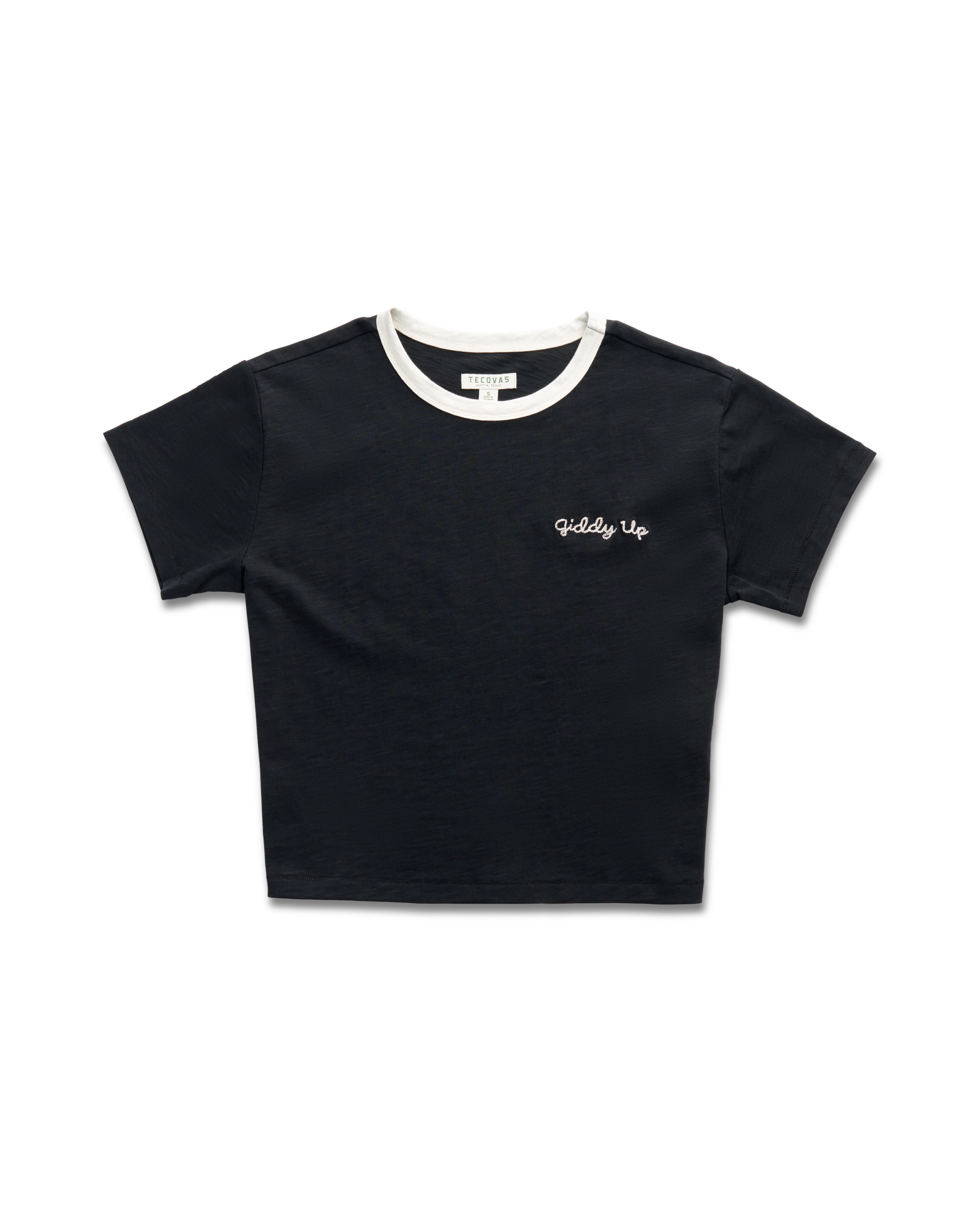 Women's Vintage Ringer Tee - Black Bone Cotton