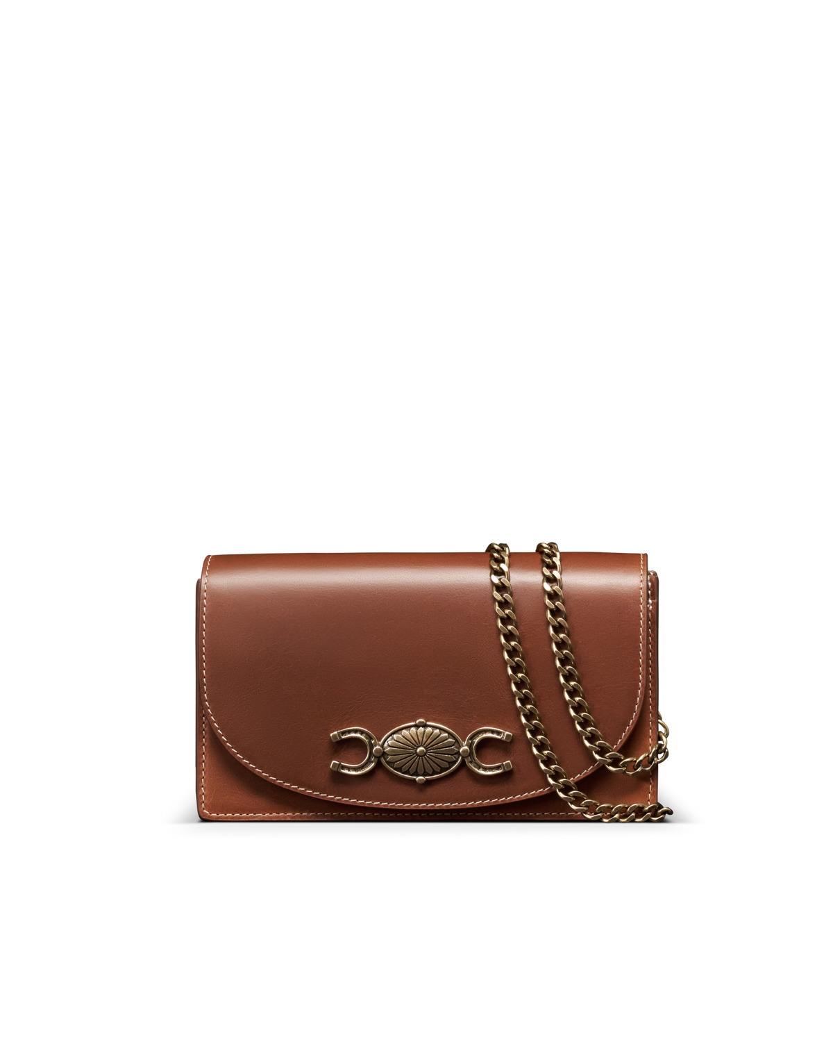 Concho Chain Crossbody - Saddle Cowhide