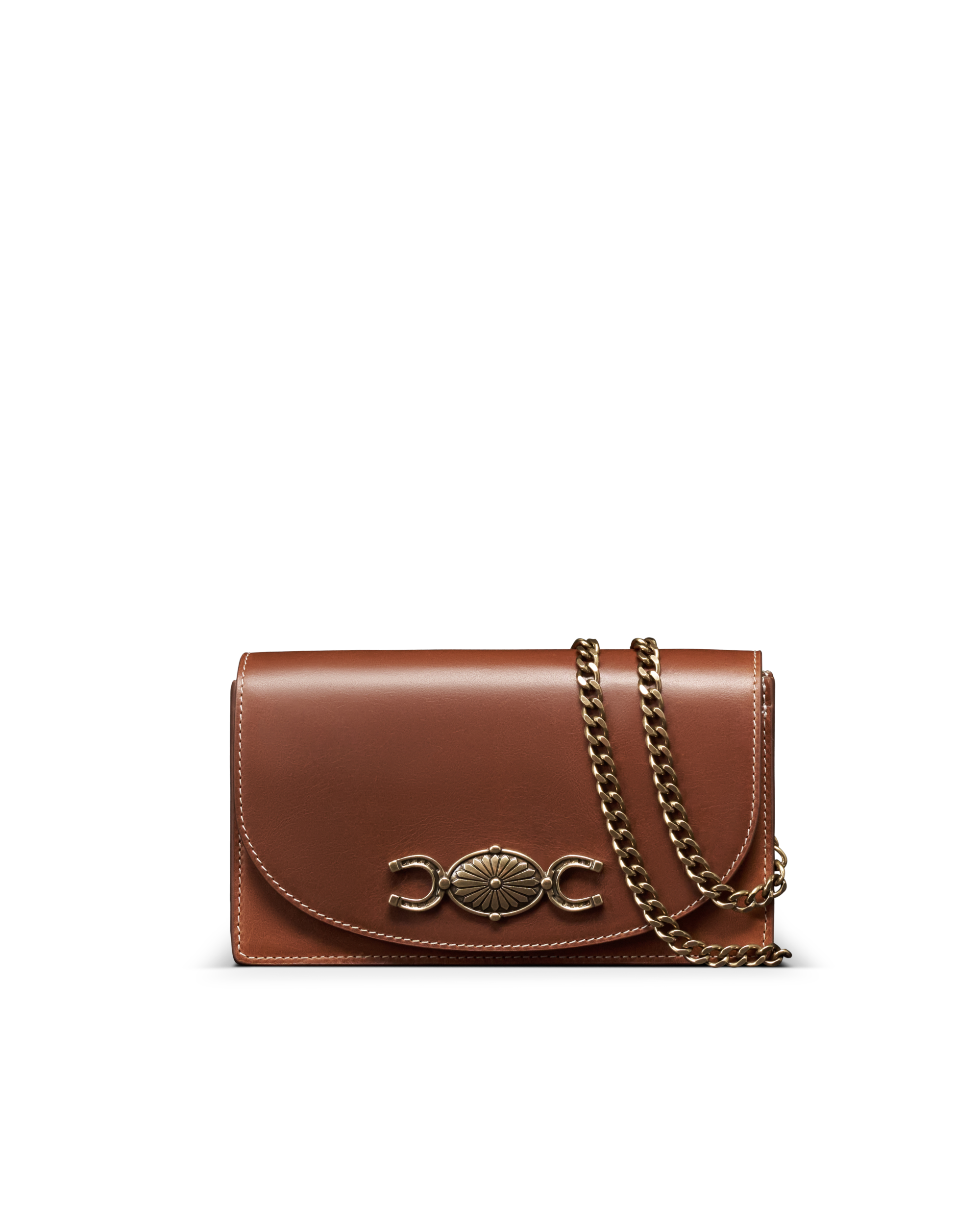 Concho Chain Crossbody - Saddle Cowhide