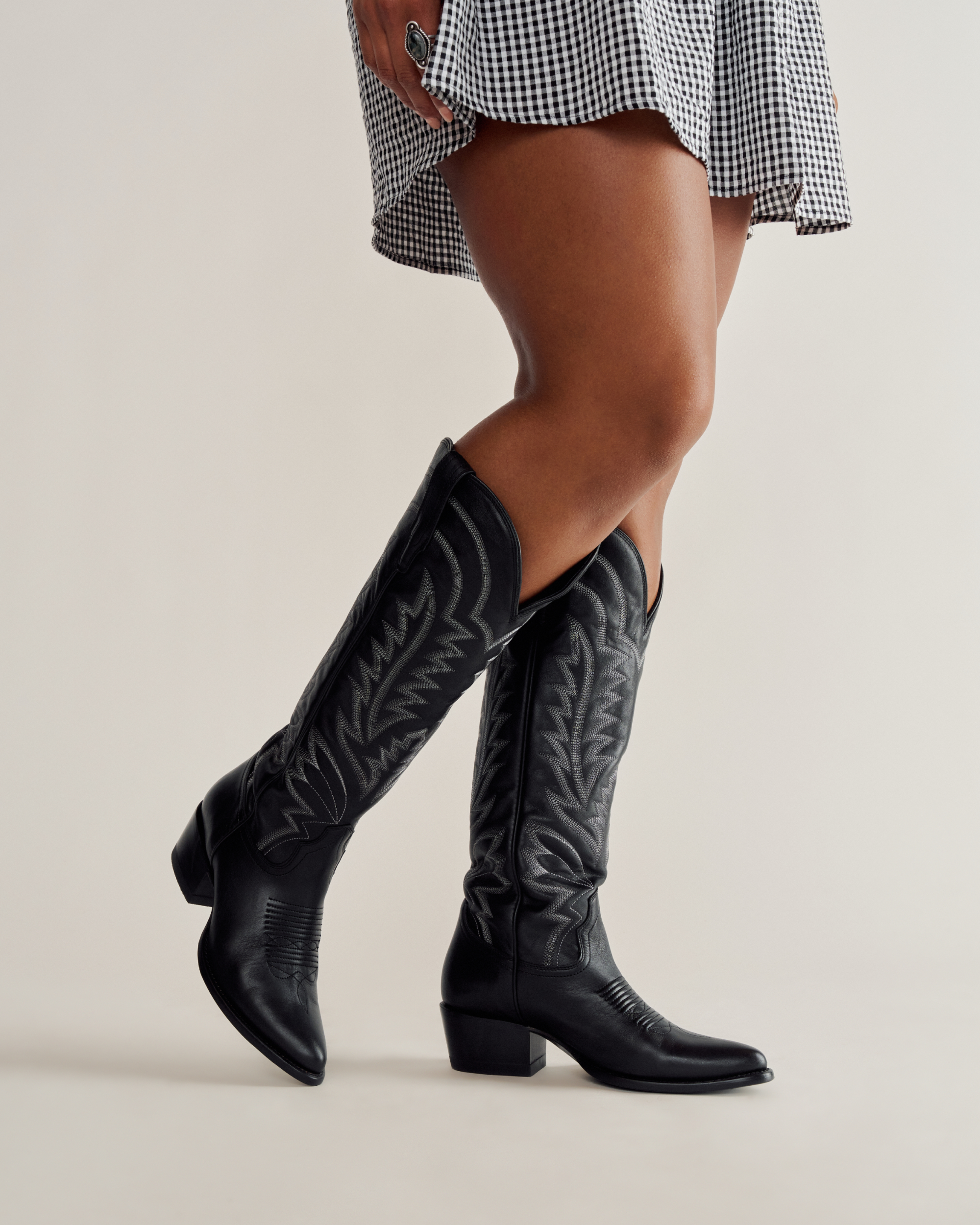 The Abby Wide Calf - Midnight Cowhide