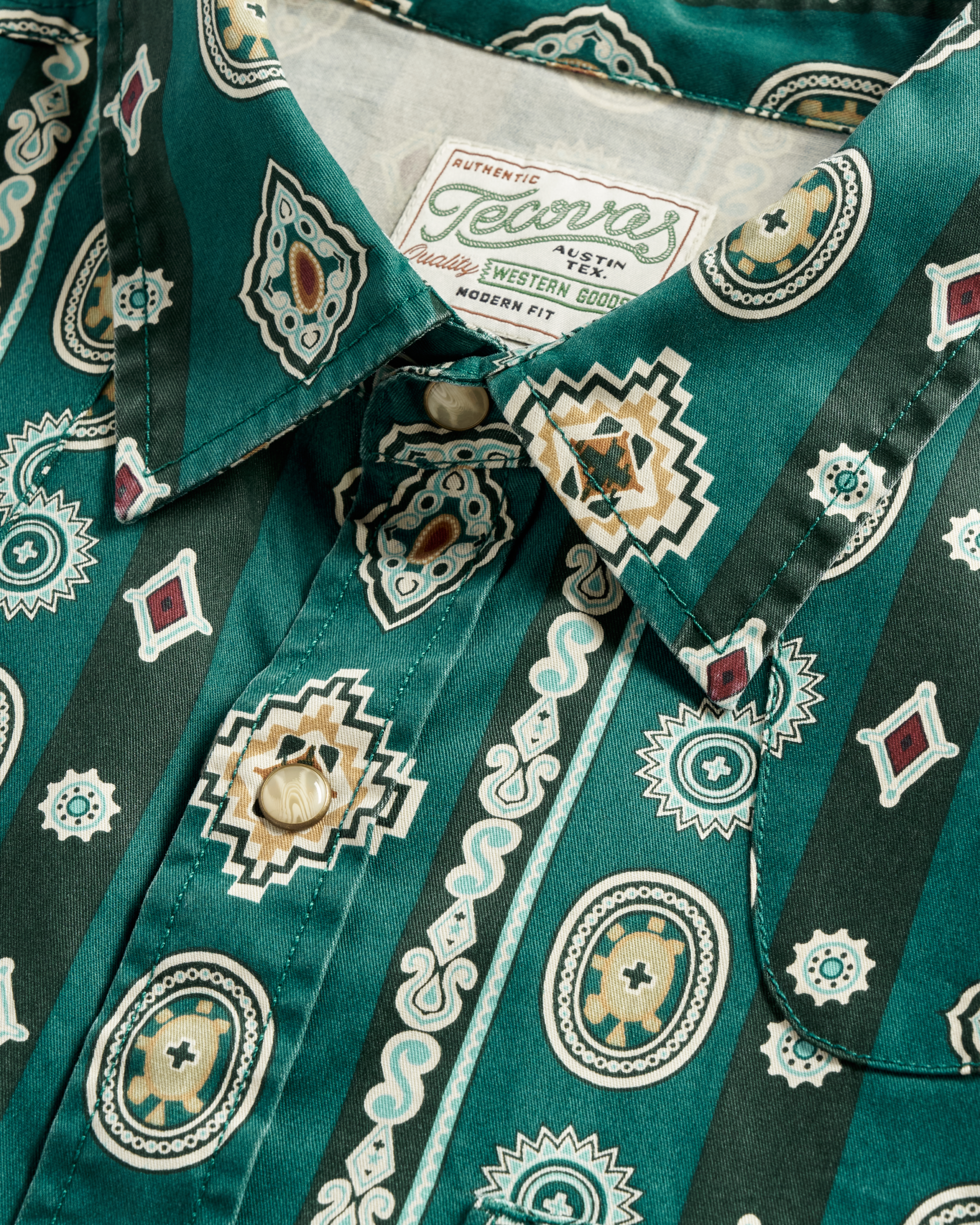 Men's Thorn Stopper Pearl Snap - Green Heron Multi Cotton