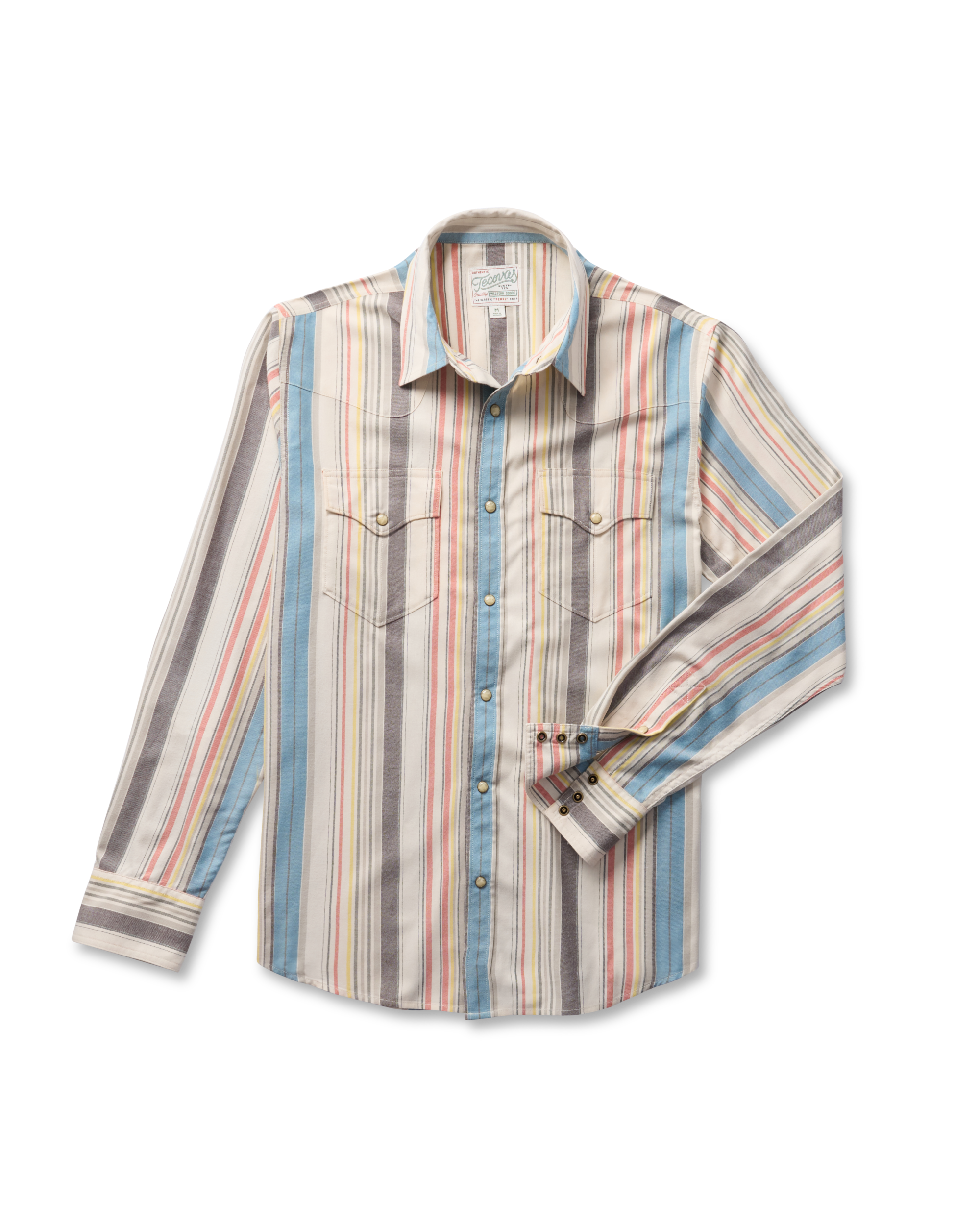 Men's Flying-T Foundation Weight Pearl Snap - Tan Multi Cotton Blend