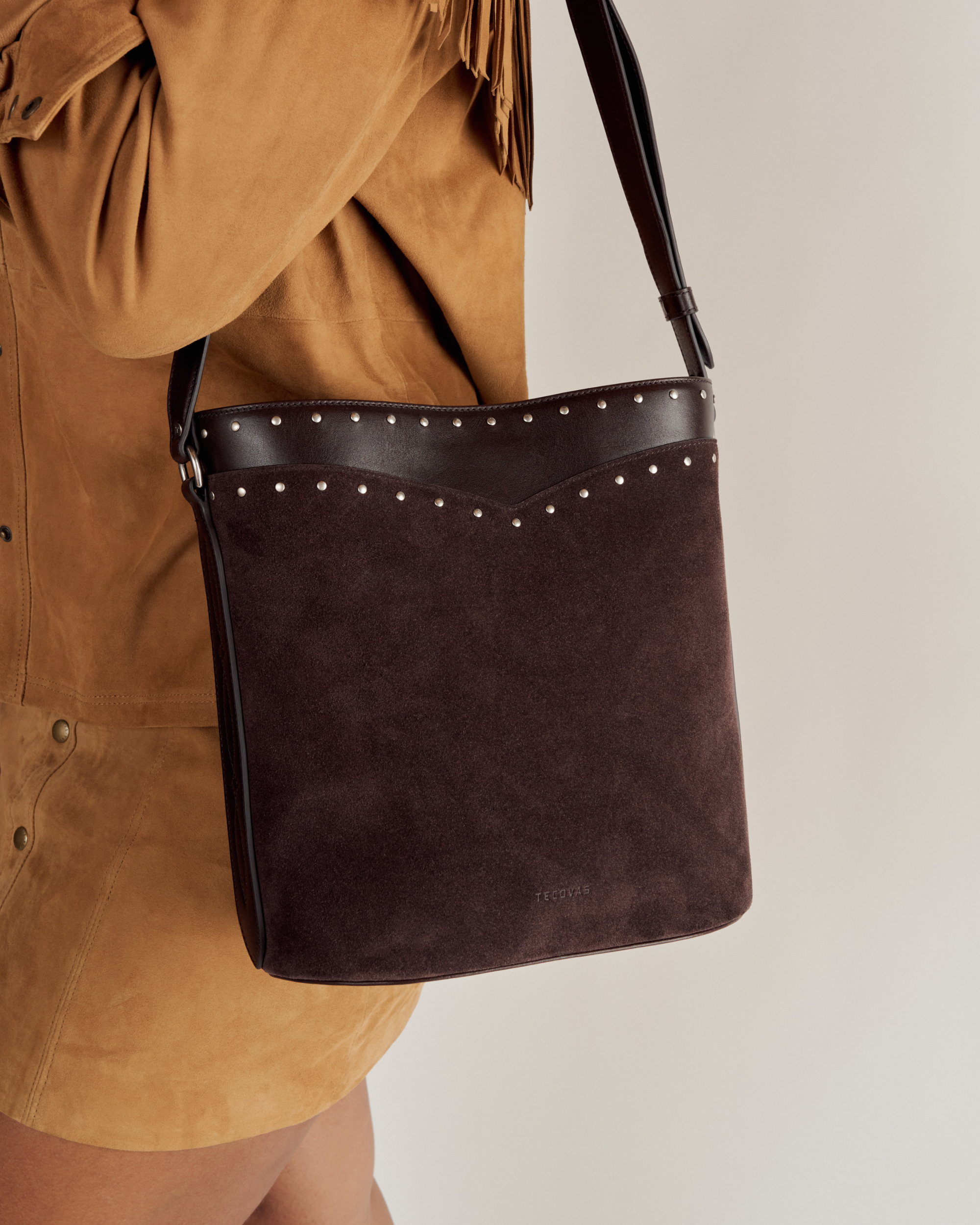 Suede Bucket Bag - Chocolate Suede Cowhide