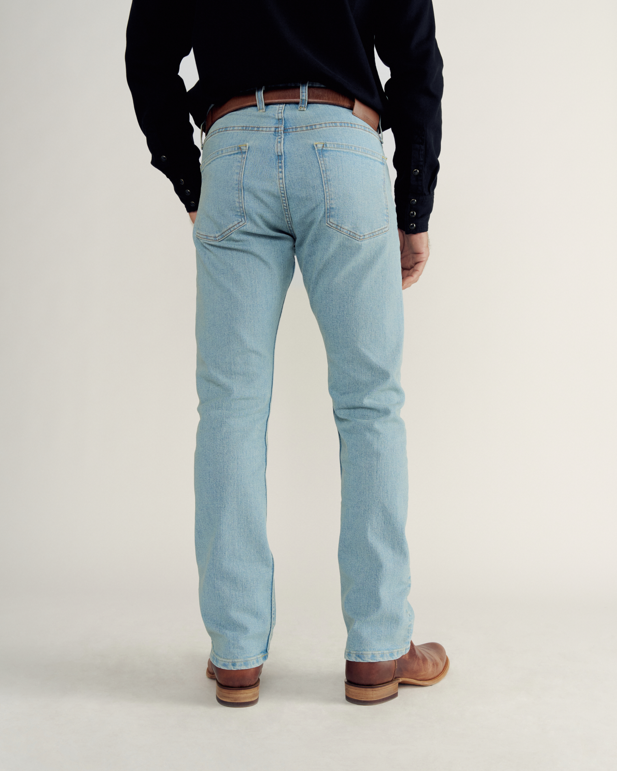 Men's Slim Straight Stretch Denim - Light Stone Wash Stretch Denim