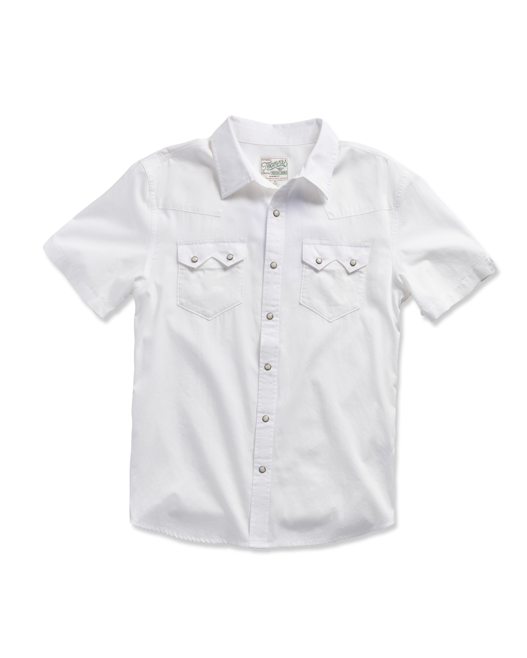 Men's Classic Fit Vintage Weight Sawtooth Short Sleeve Pearl Snap - White Cotton