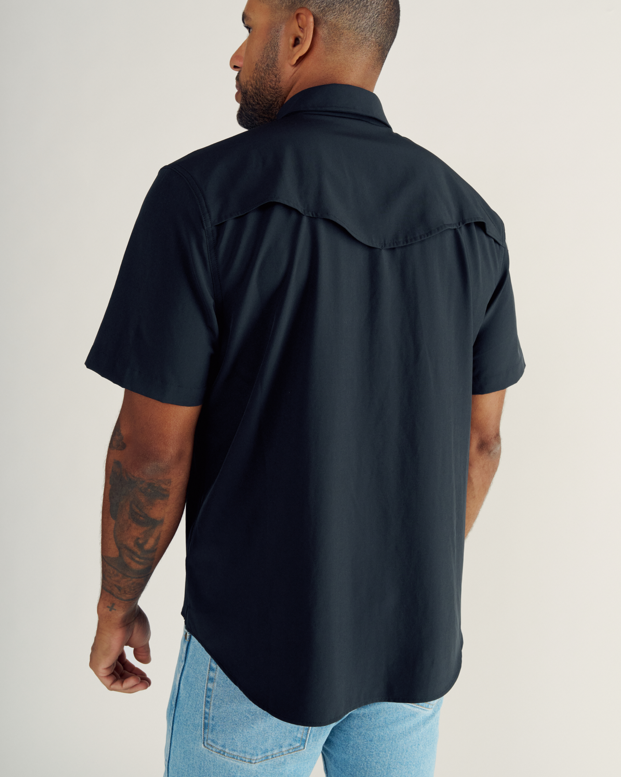 Men's Performance Short Sleeve Western Pearl Snap - Black Performance