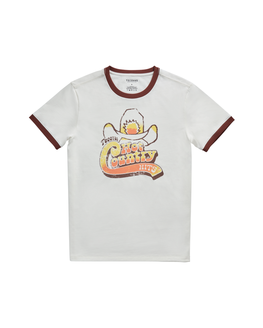 Men's Hot Country Ringer Tee - Bone Brown Supima Cotton