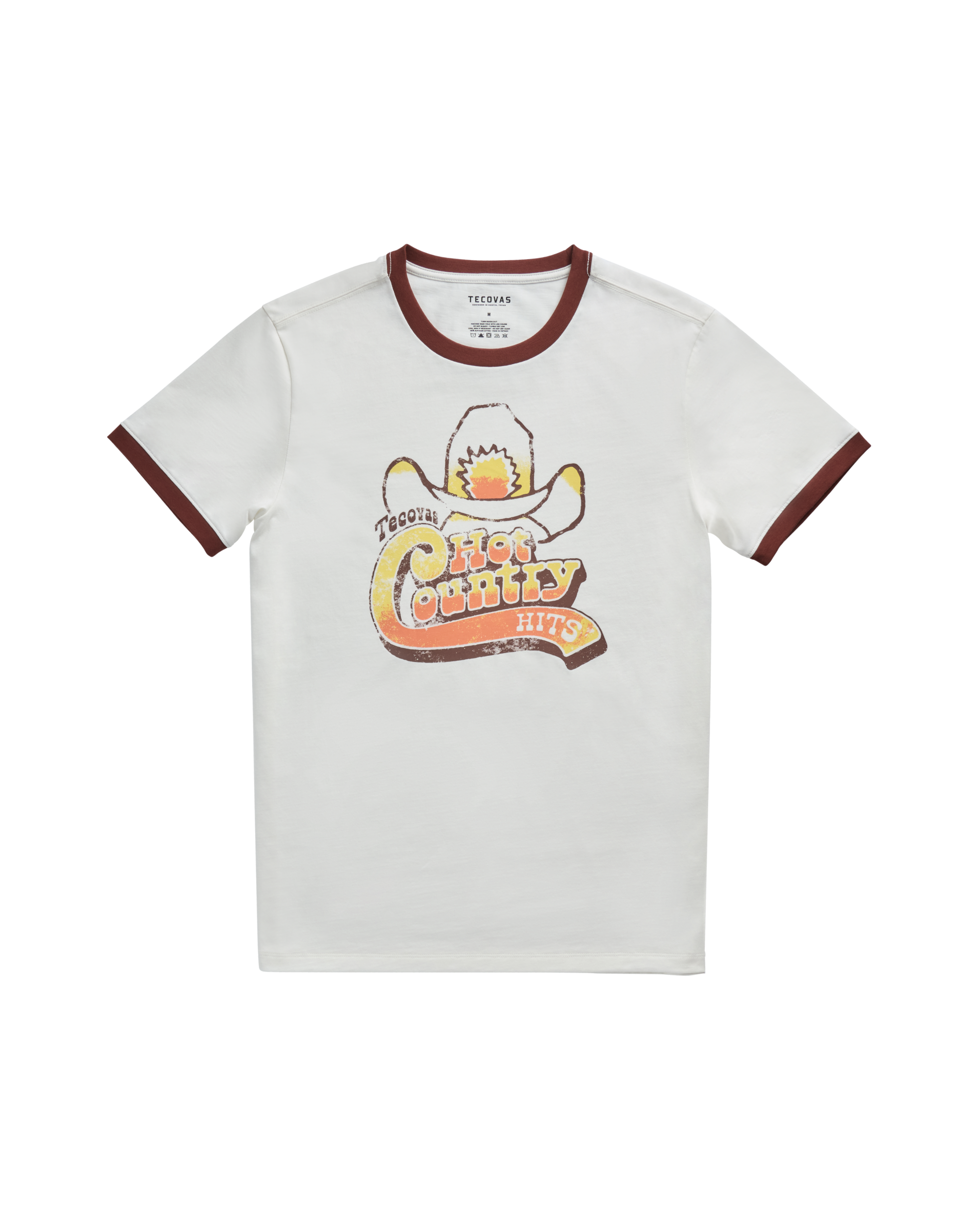 Men's Hot Country Ringer Tee - Bone Brown Supima Cotton