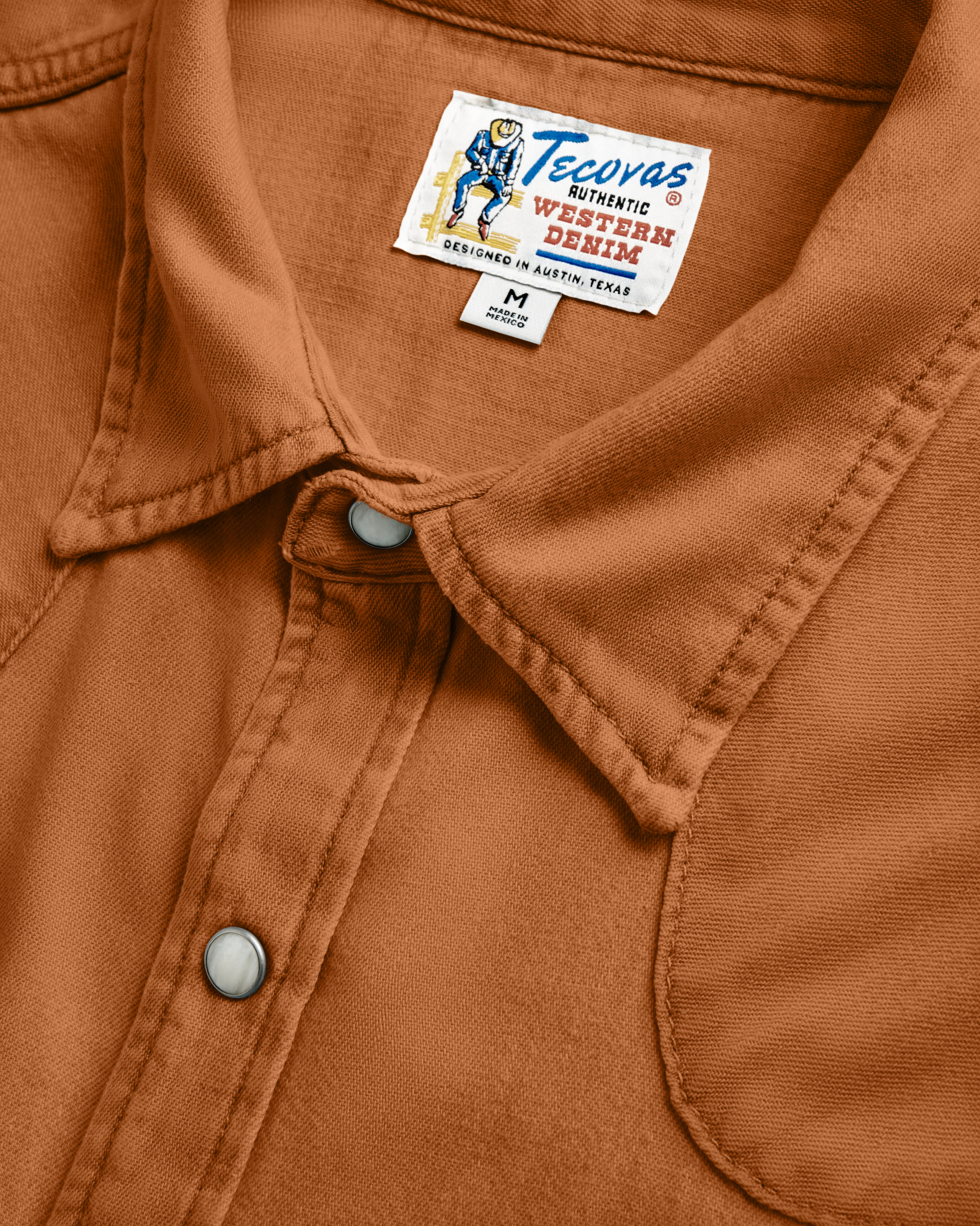 Men's Denim Long Sleeve Pearl Snap - Rust Denim
