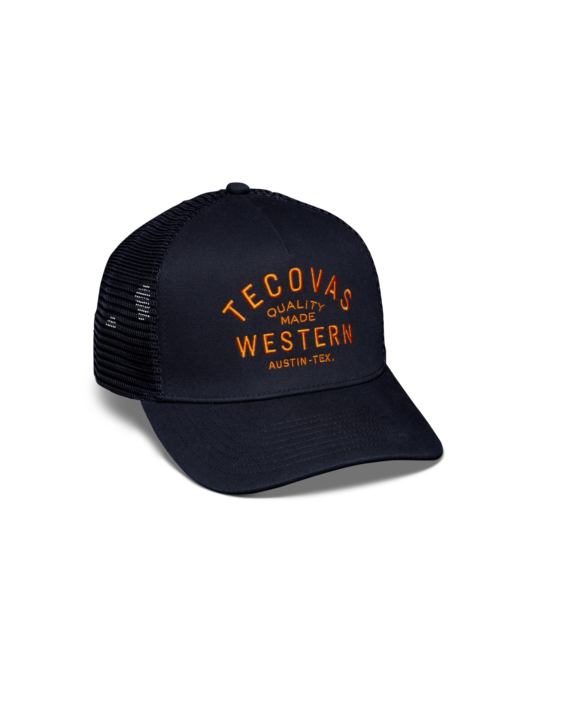 Quality Made Trucker Hat - Black Orange Cotton Polyester