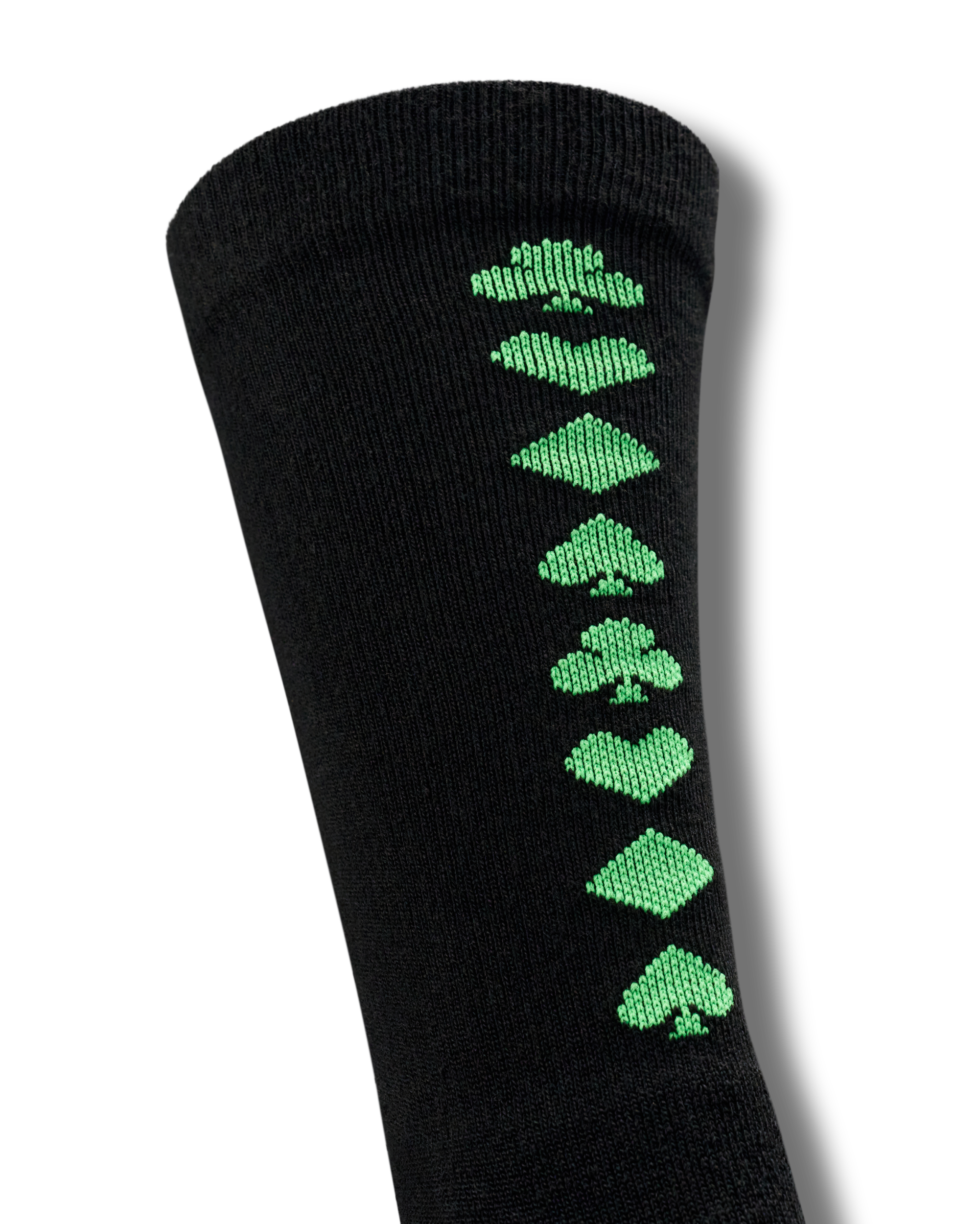 Deal Me In Mid Calf Sock (2-Pack) - Black Gamblers Green Polyester Spandex