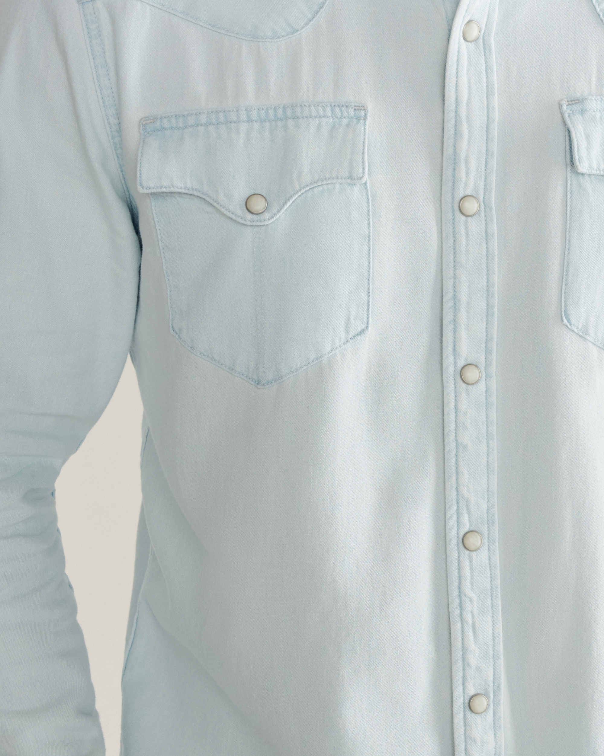 Men's Denim Long Sleeve Pearl Snap - Ultra Light Denim