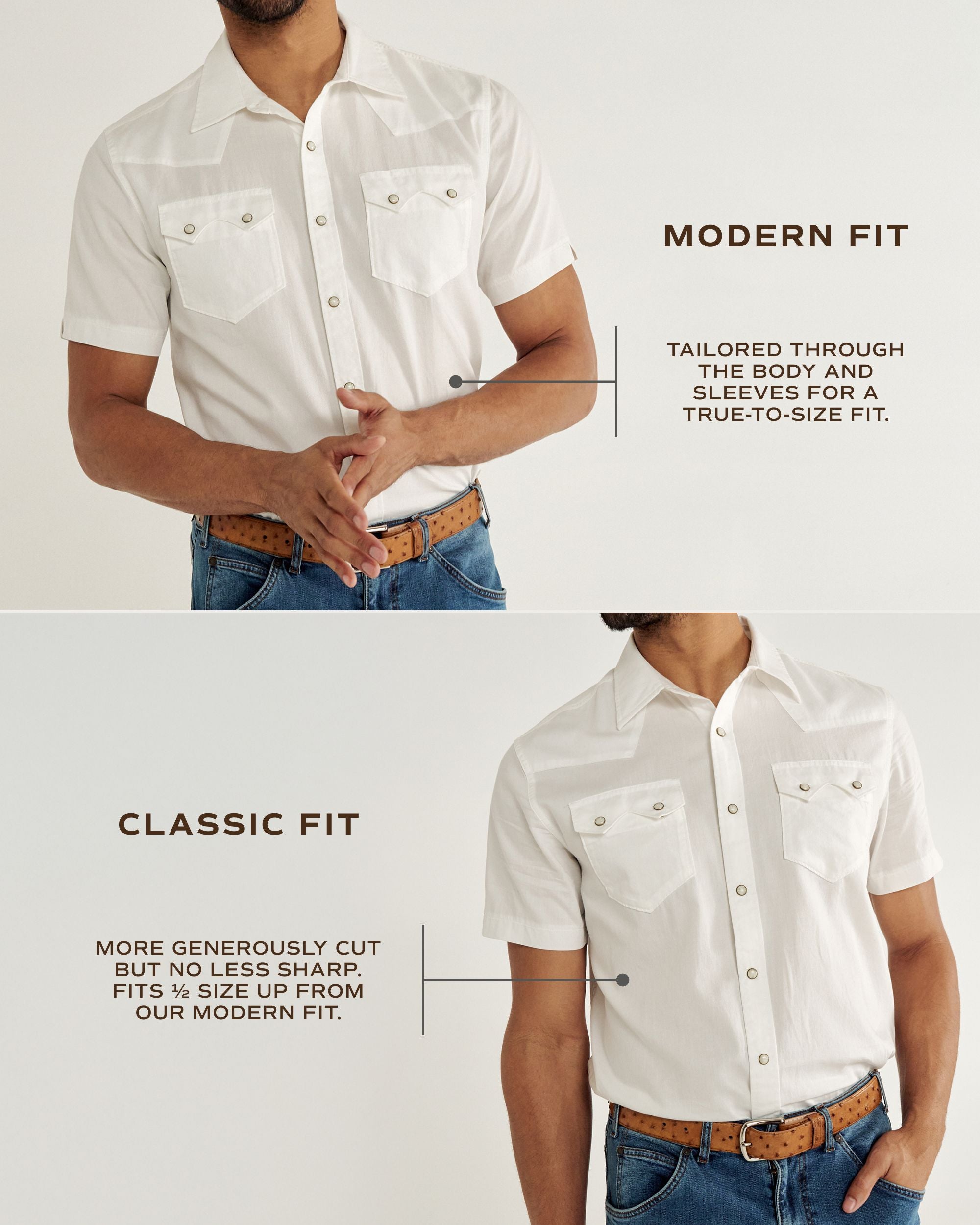 Men's Classic Fit Vintage Weight Sawtooth Short Sleeve Pearl Snap - White Cotton