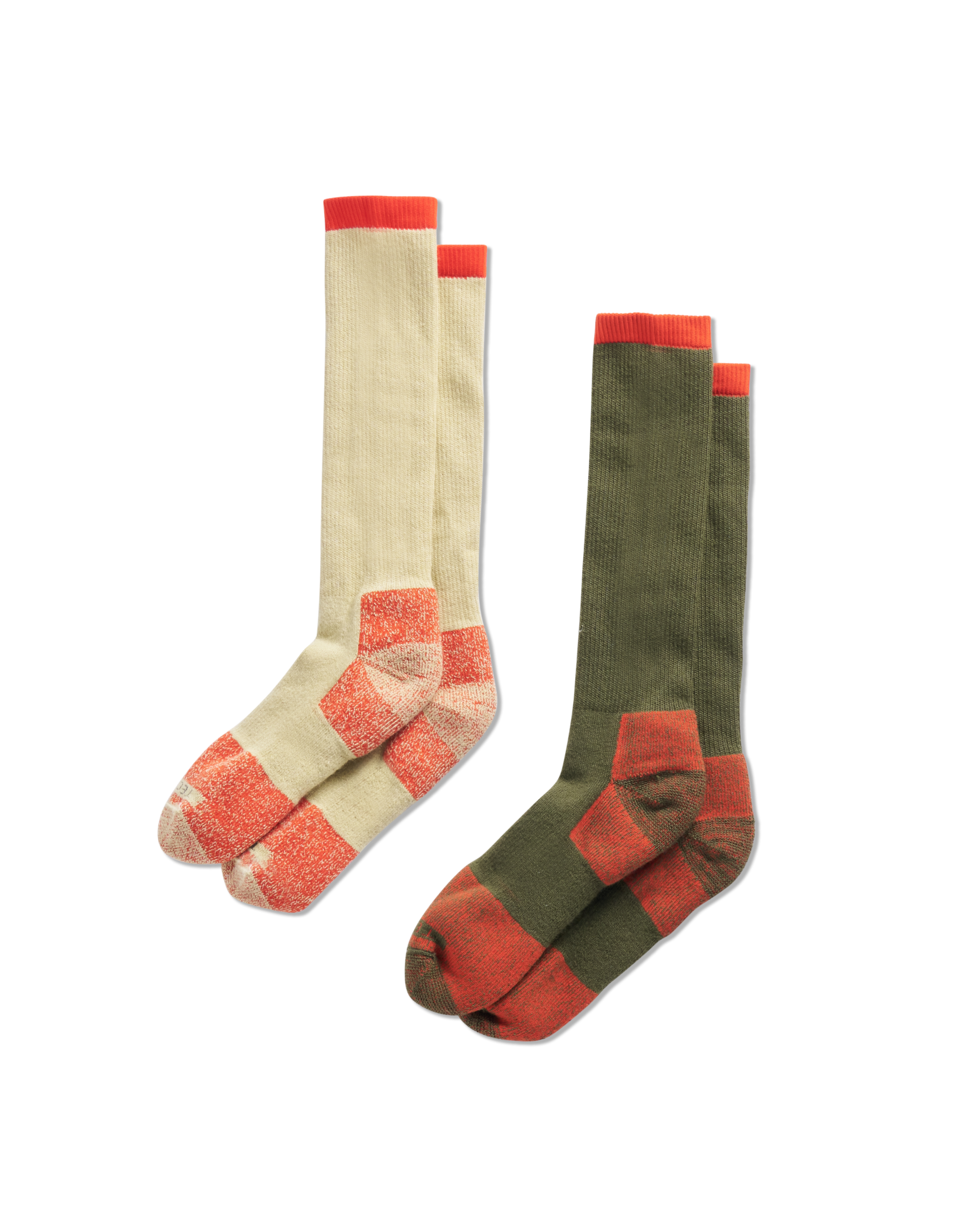Work Socks (2-Pack) - Olive Orange Tan Polyester Spandex