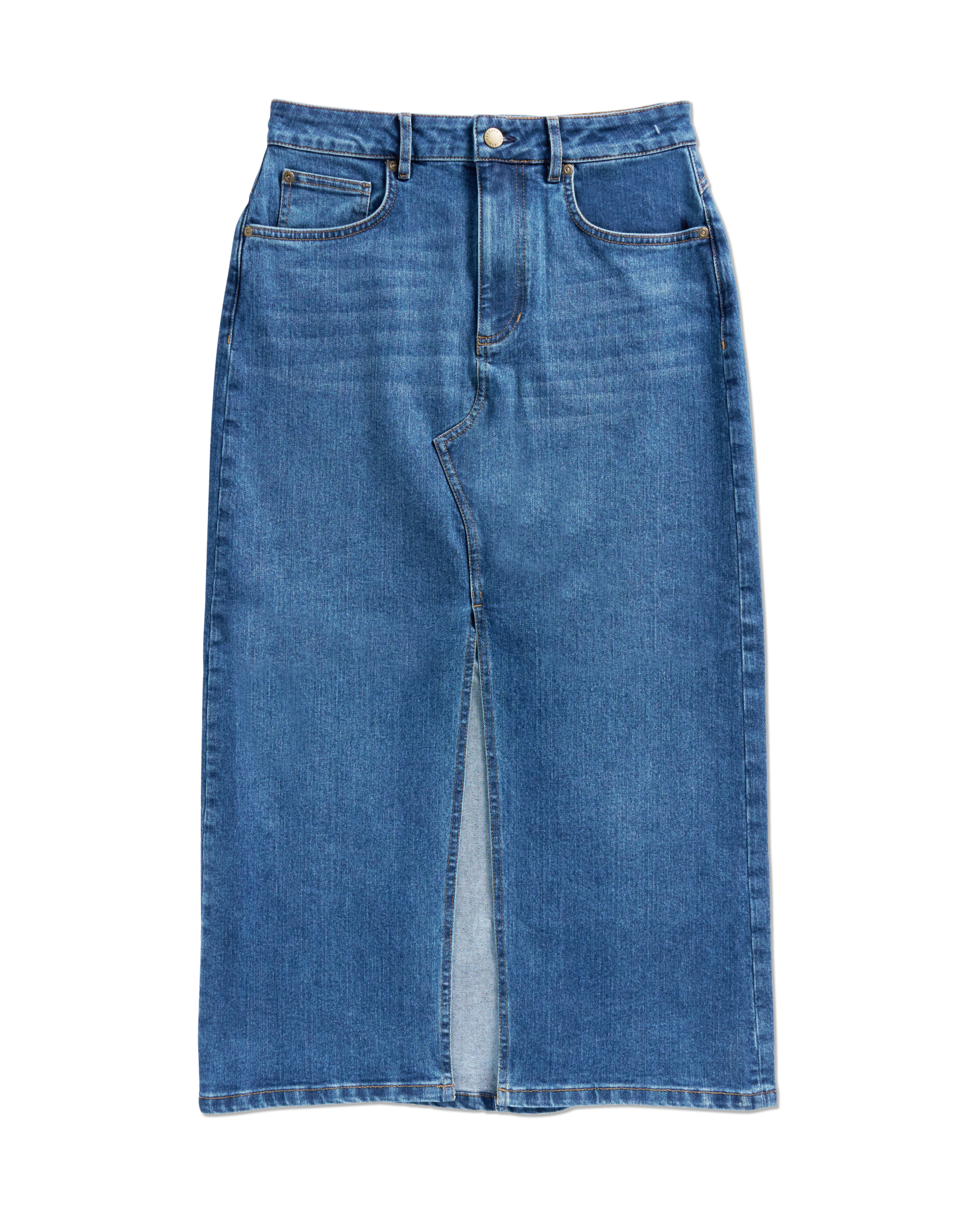 Women's Midi Denim Skirt - Medium Wash Denim