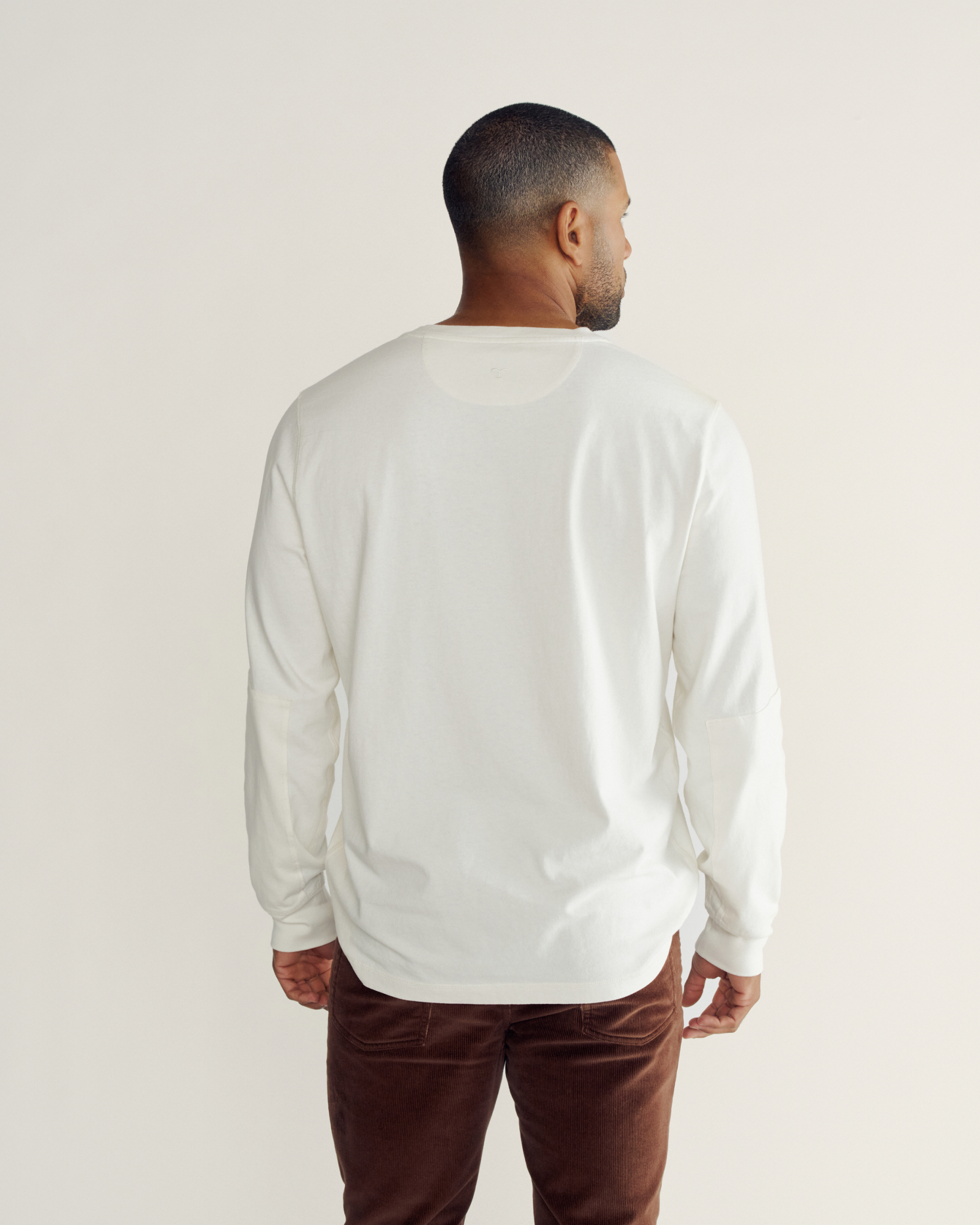 Men's Long Sleeve Henley - Whisper White Cotton
