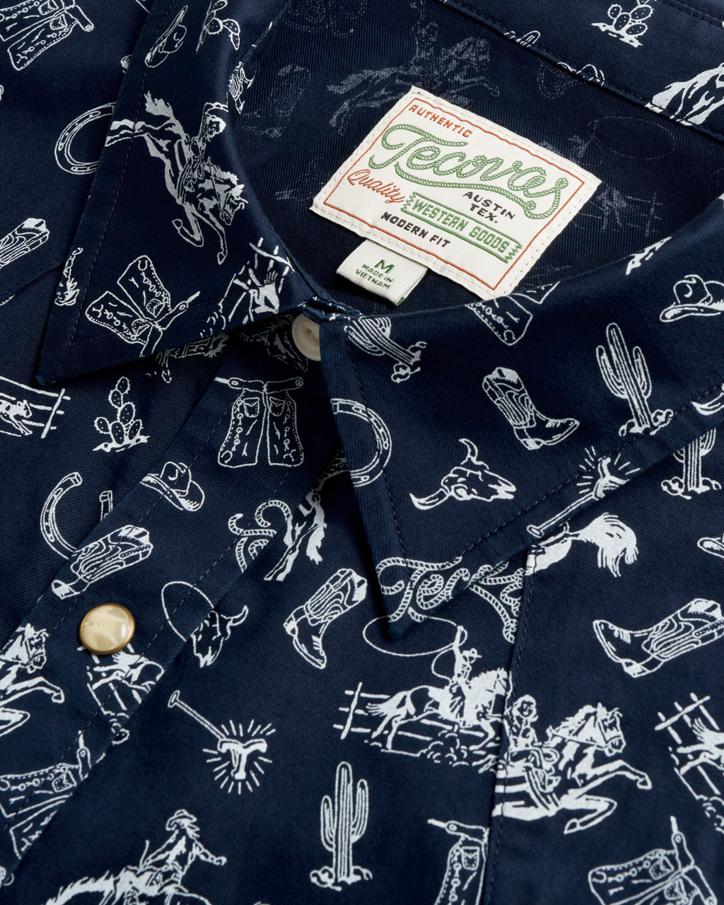 Men's Sawtooth Short Sleeve Pearl Snap - Navy White Cotton