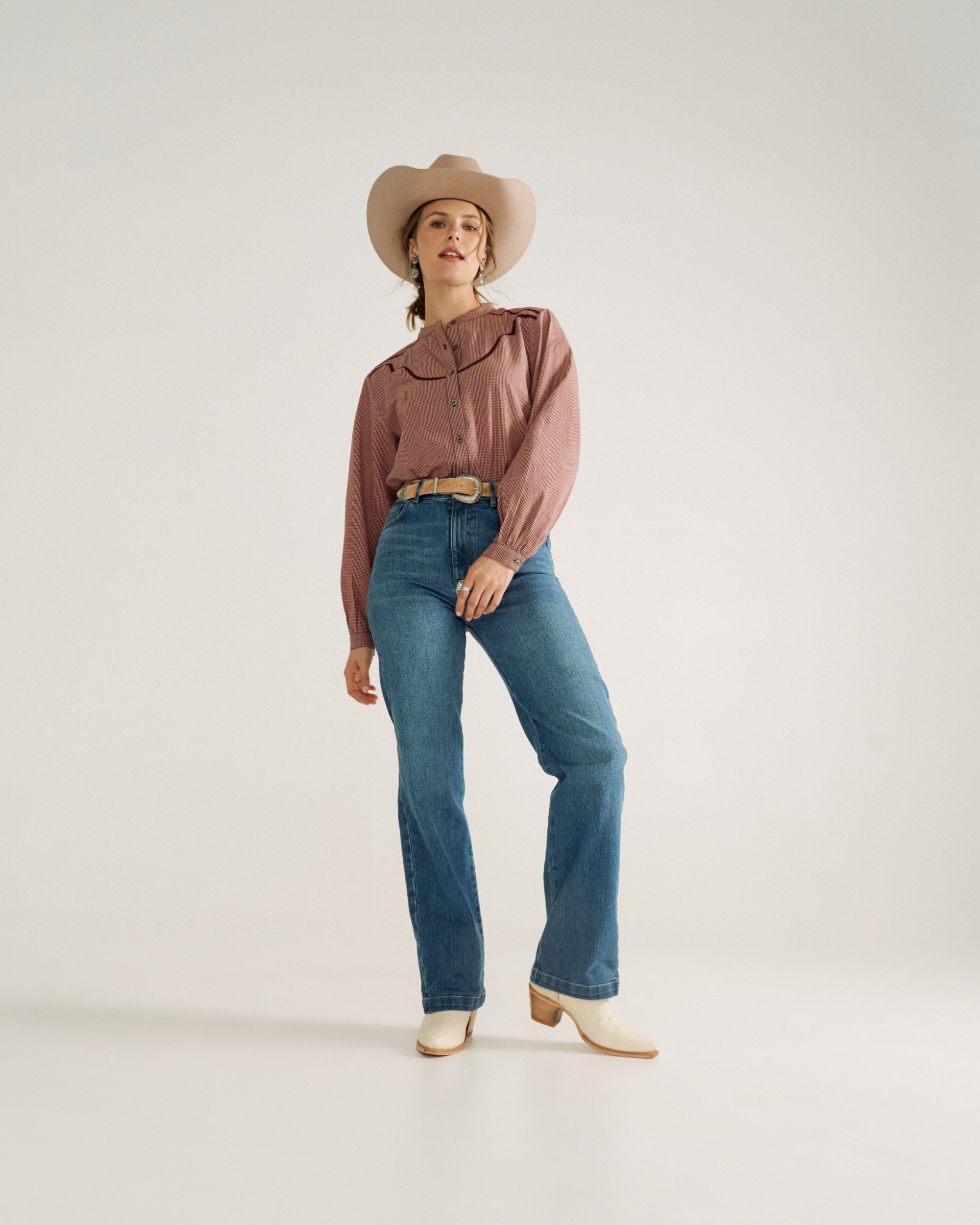 Women's Mini Seersucker Blouse - Burgundy Pink Cotton