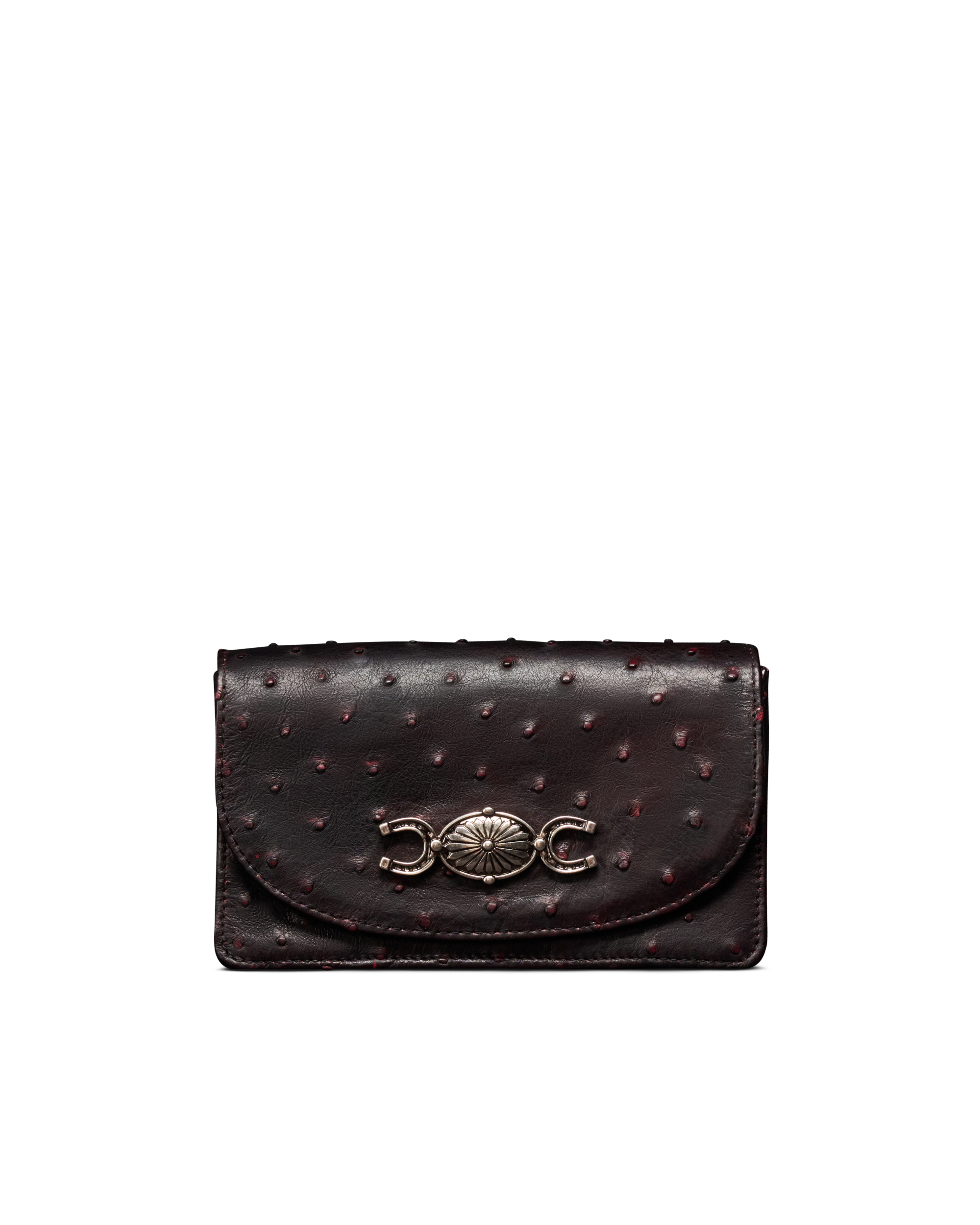Concho Chain Crossbody - Black Cherry Ostrich