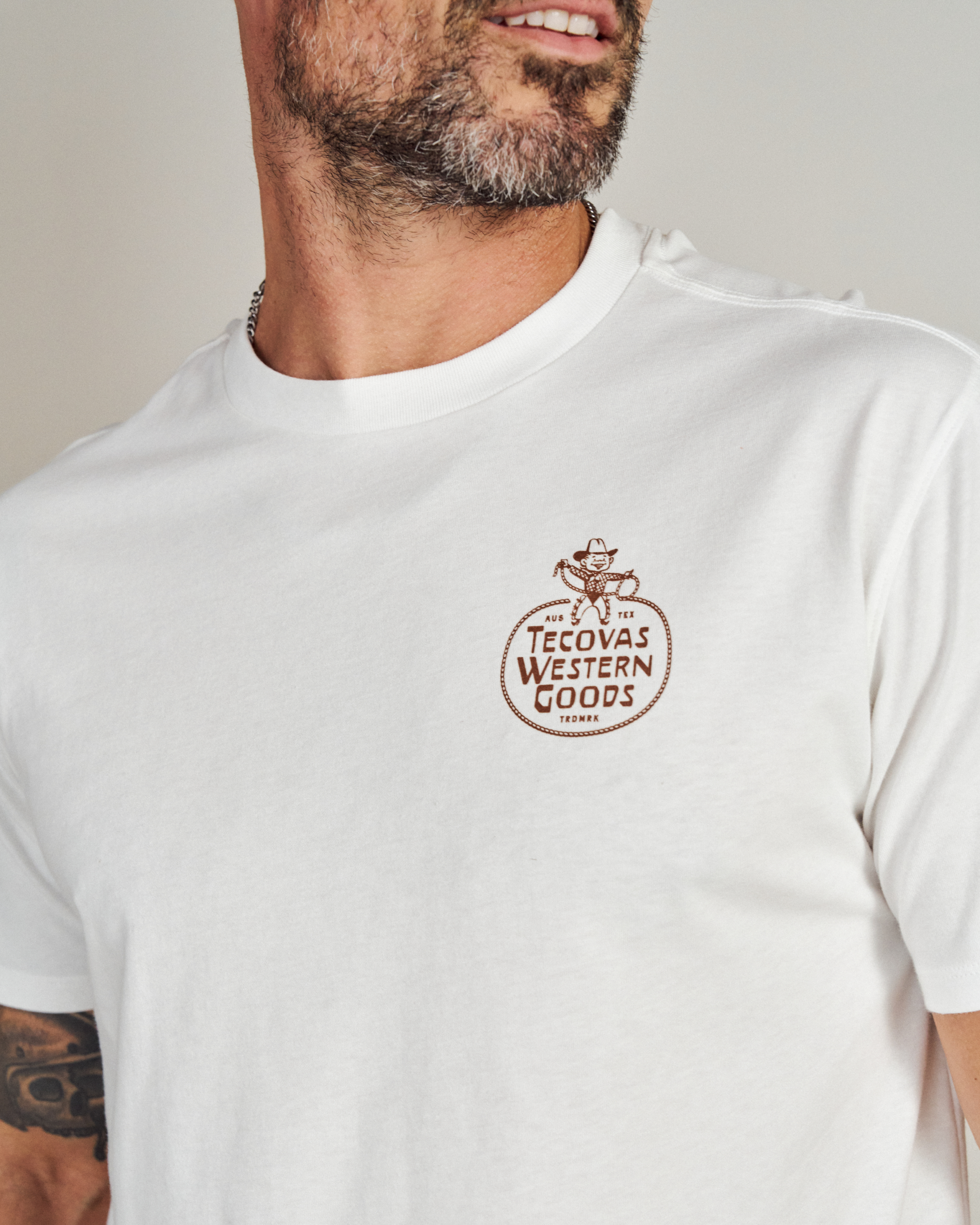 Men's Cowboy Rope Tee - Bone Brown Pima Cotton