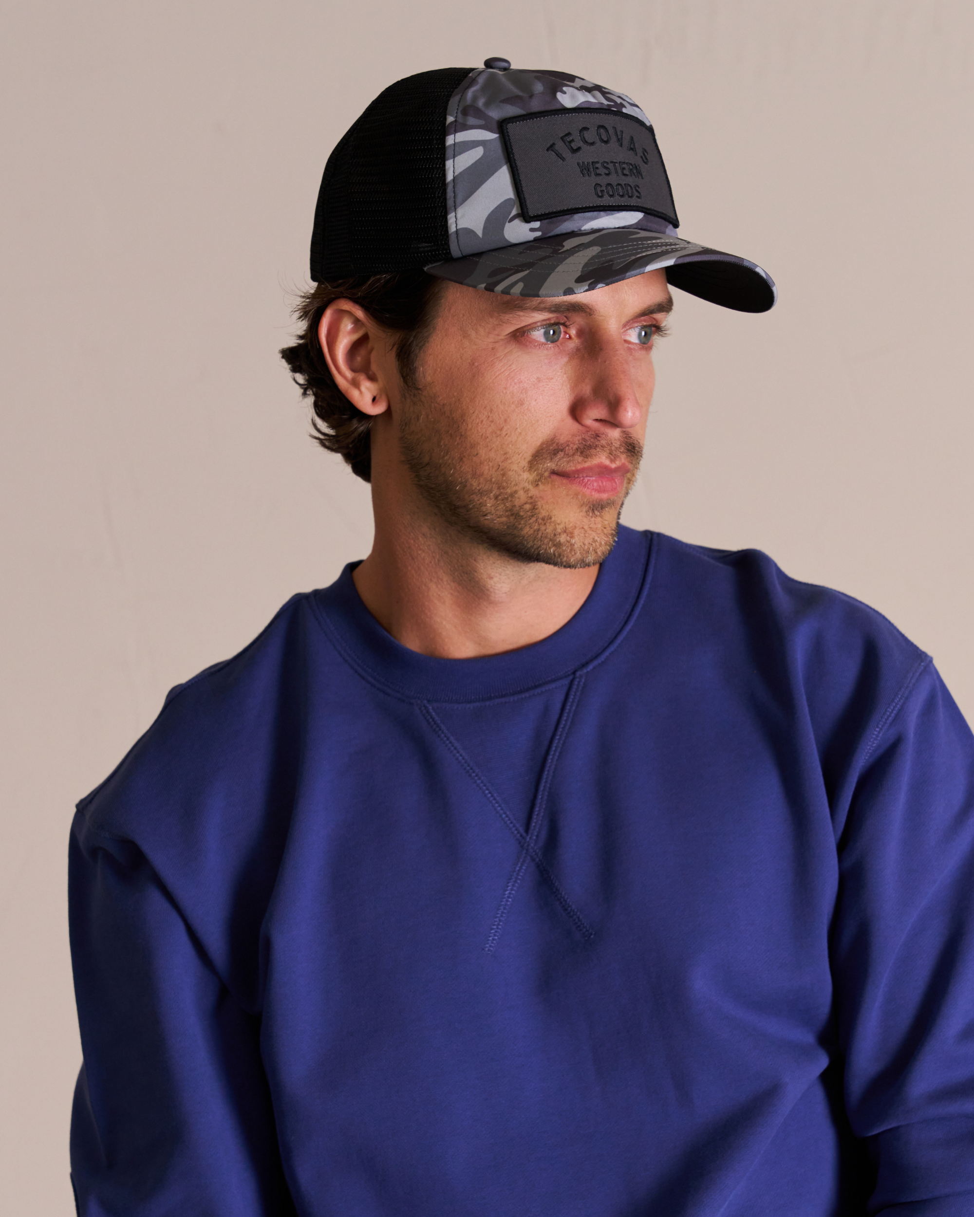 Western Goods Trucker Hat - Gray Camo Polyester
