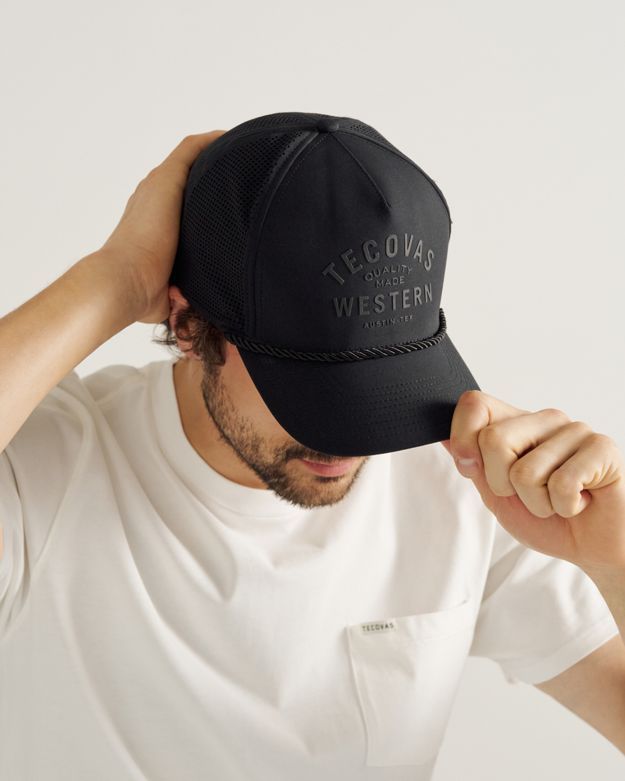 Quality Made Performance Trucker Hat - Black Polyester