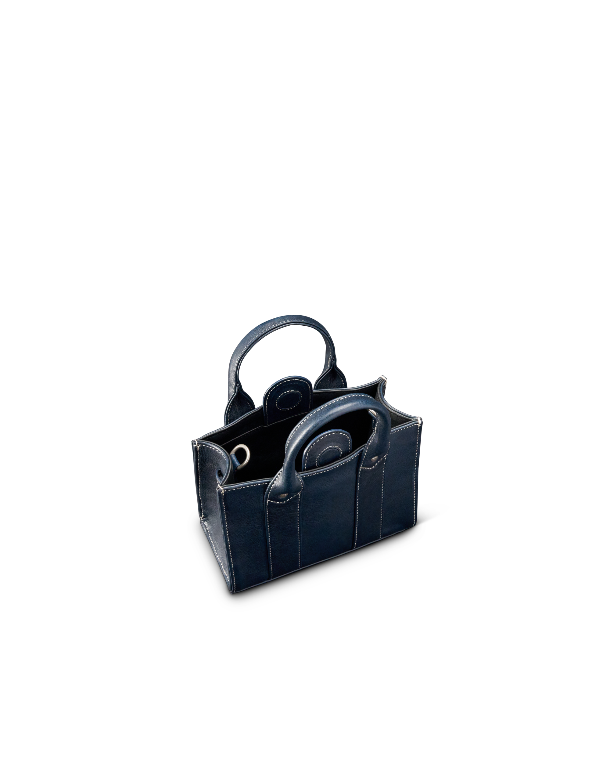 Mini Satchel - Navy Cowhide