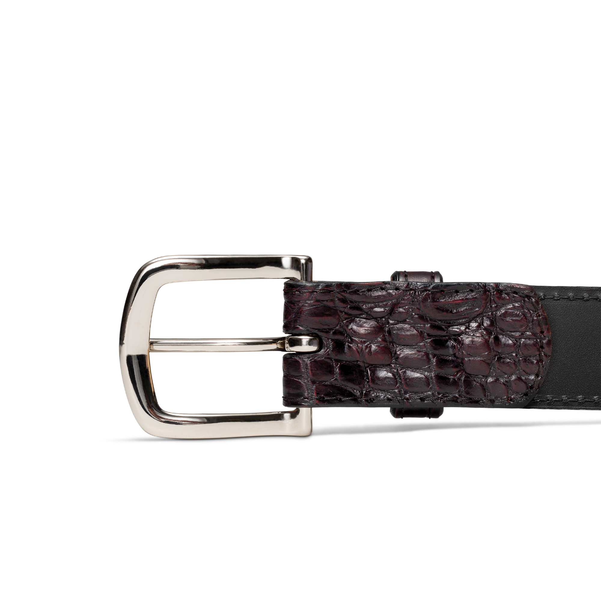 Men's Crocodile Belt - Black Cherry Crocodile
