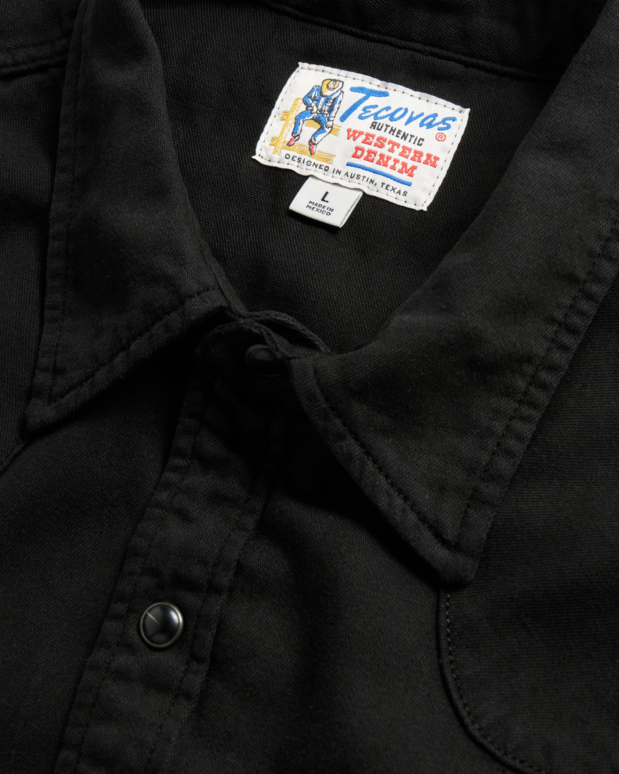 Men's Denim Long Sleeve Pearl Snap - Black Denim
