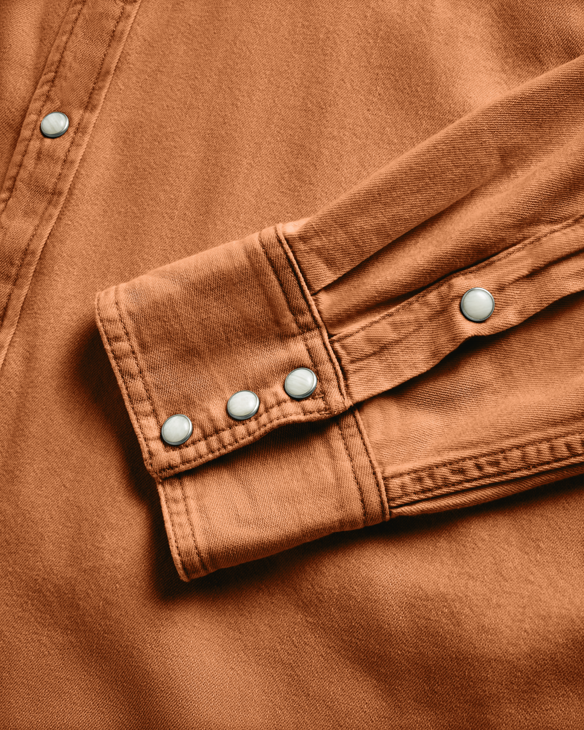 Men's Denim Long Sleeve Pearl Snap - Rust Denim
